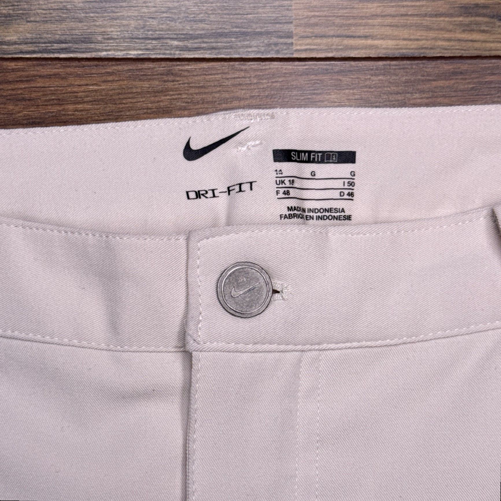 Nike Nike Dri-FIT Slim Fit Pants Womens 14 Beige Mid Rise Stretch Activewear Tapered Inseam 28 in Knit Cotton Blend Khakis Regular Women Mens? Size 36" / US 14 / IT 50 - 4 Thumbnail