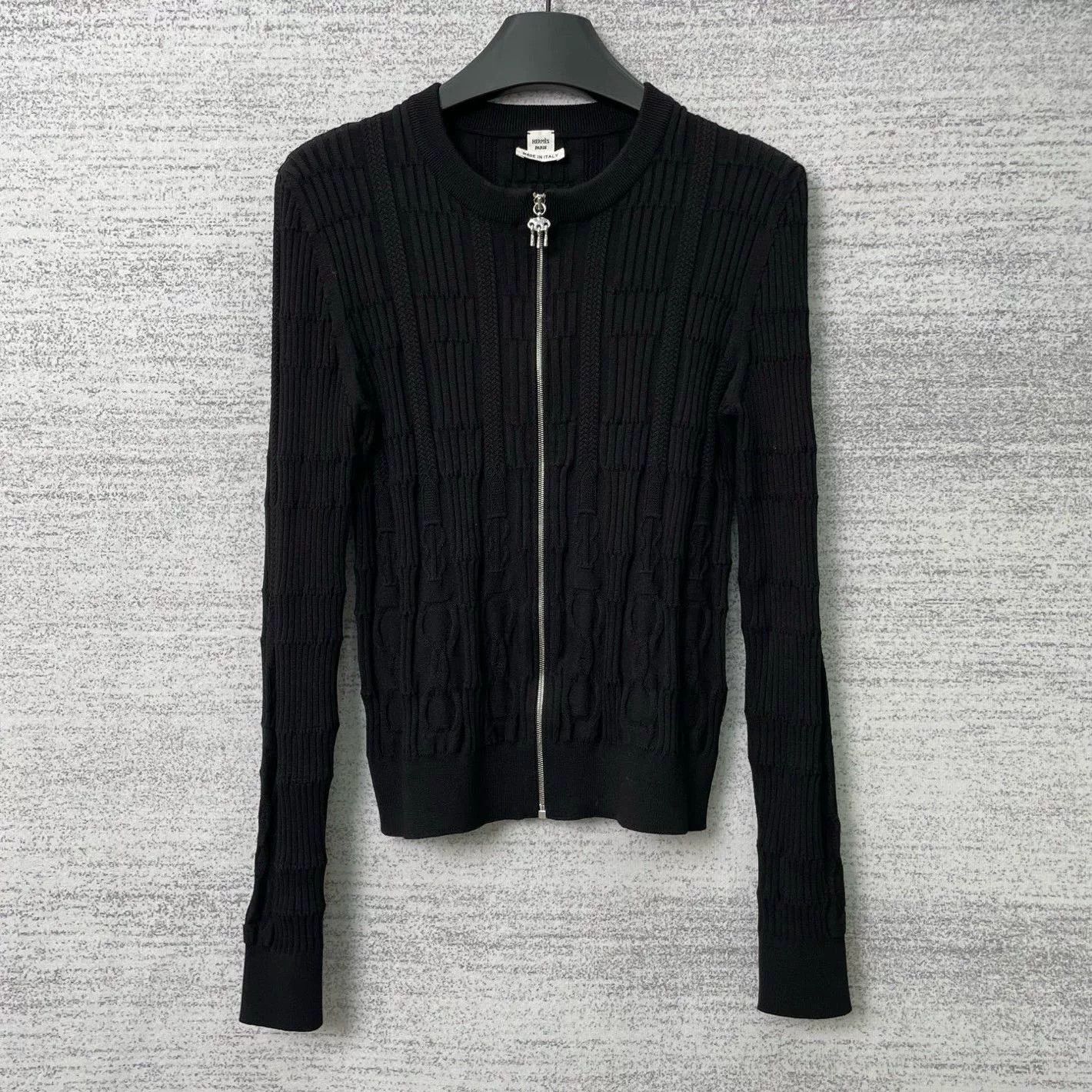 Hermes hermes ribbed knit zip-up cardigan Size US M / EU 48-50 / 2 - 1 Thumbnail