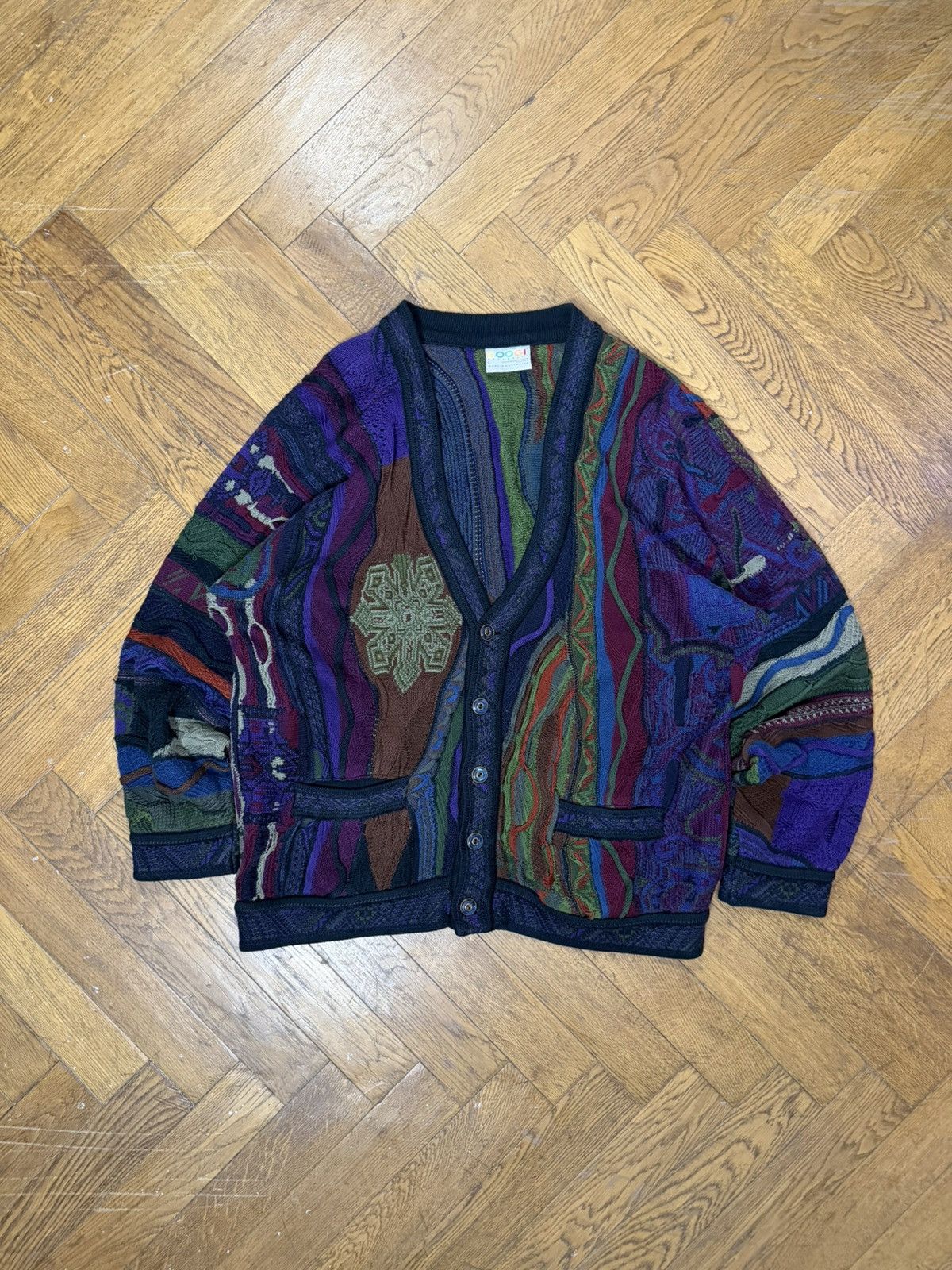 Coogi Vintage Coogi Cardigan Super Rare Psychedelic Knit Pattern Size US L / EU 52-54 / 3 - 5 Thumbnail
