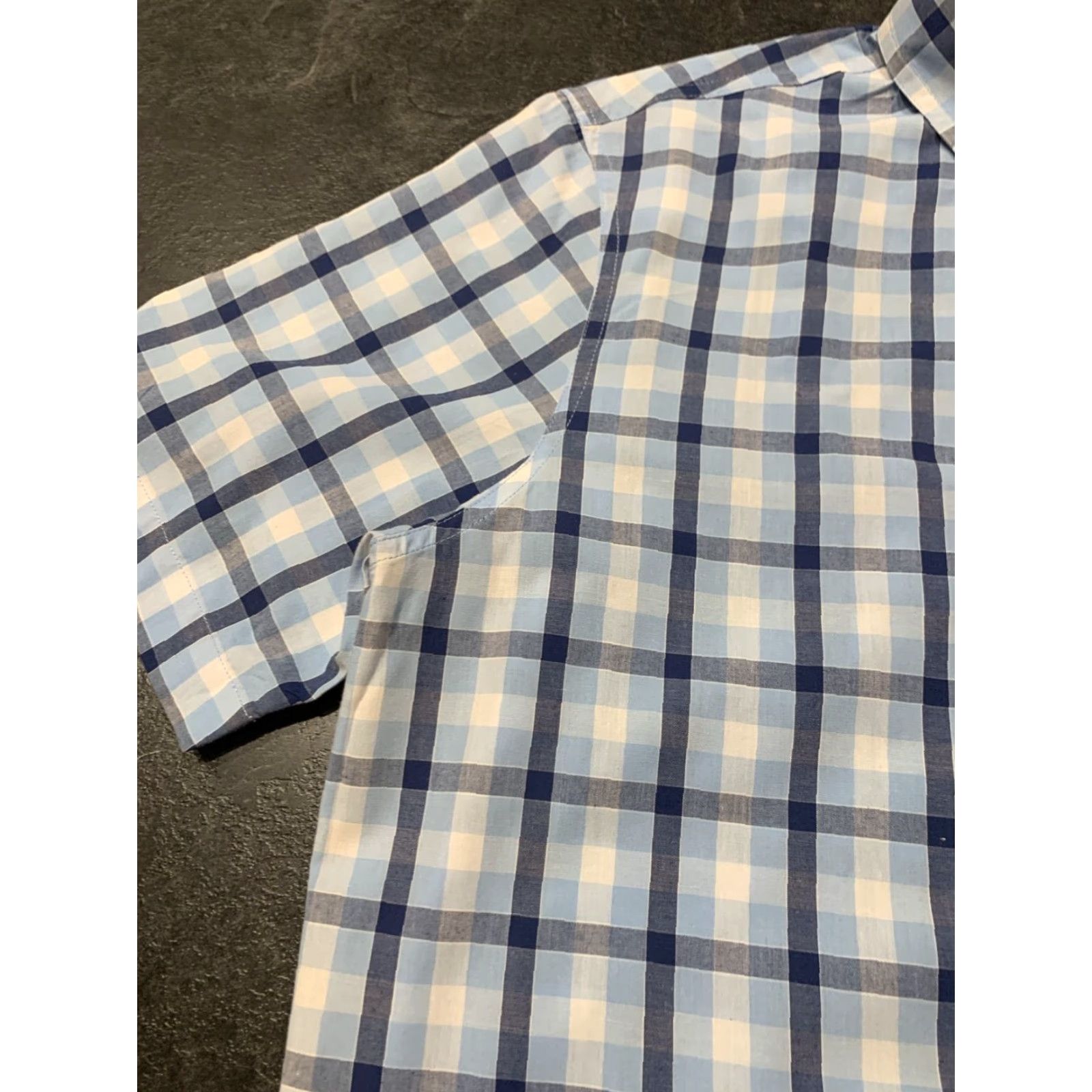 Chaps Chaps Men's M Blue Plaid Short Sleeve Button-Up Shirt Easy Care Classic Retro Grunge Size US M / EU 48-50 / 2 - 6 Thumbnail