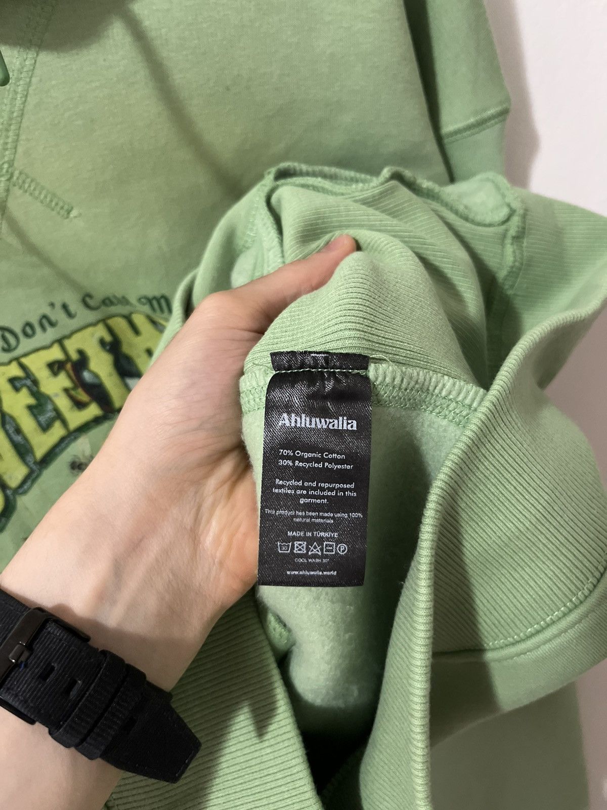 Ahluwalia Ahluwalia Studio Green Mint Sweatheart hoodie S size Size US S / EU 44-46 / 1 - 3 Thumbnail