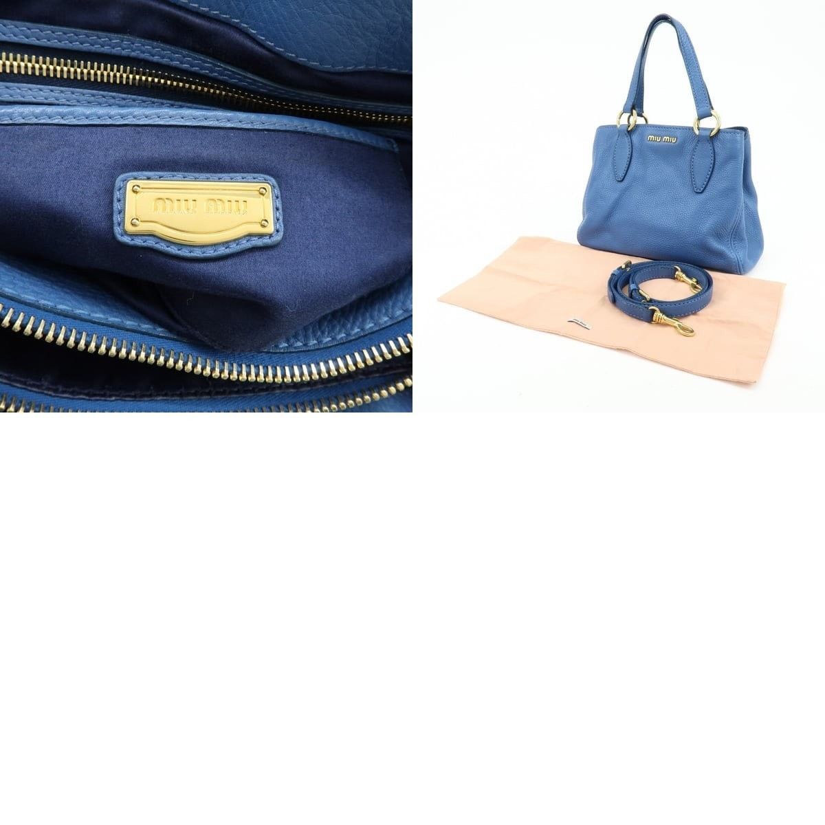 Miu Miu Miu Miu Logo Calfskin Shoulder Bag Blue Size ONE SIZE - 8 Thumbnail