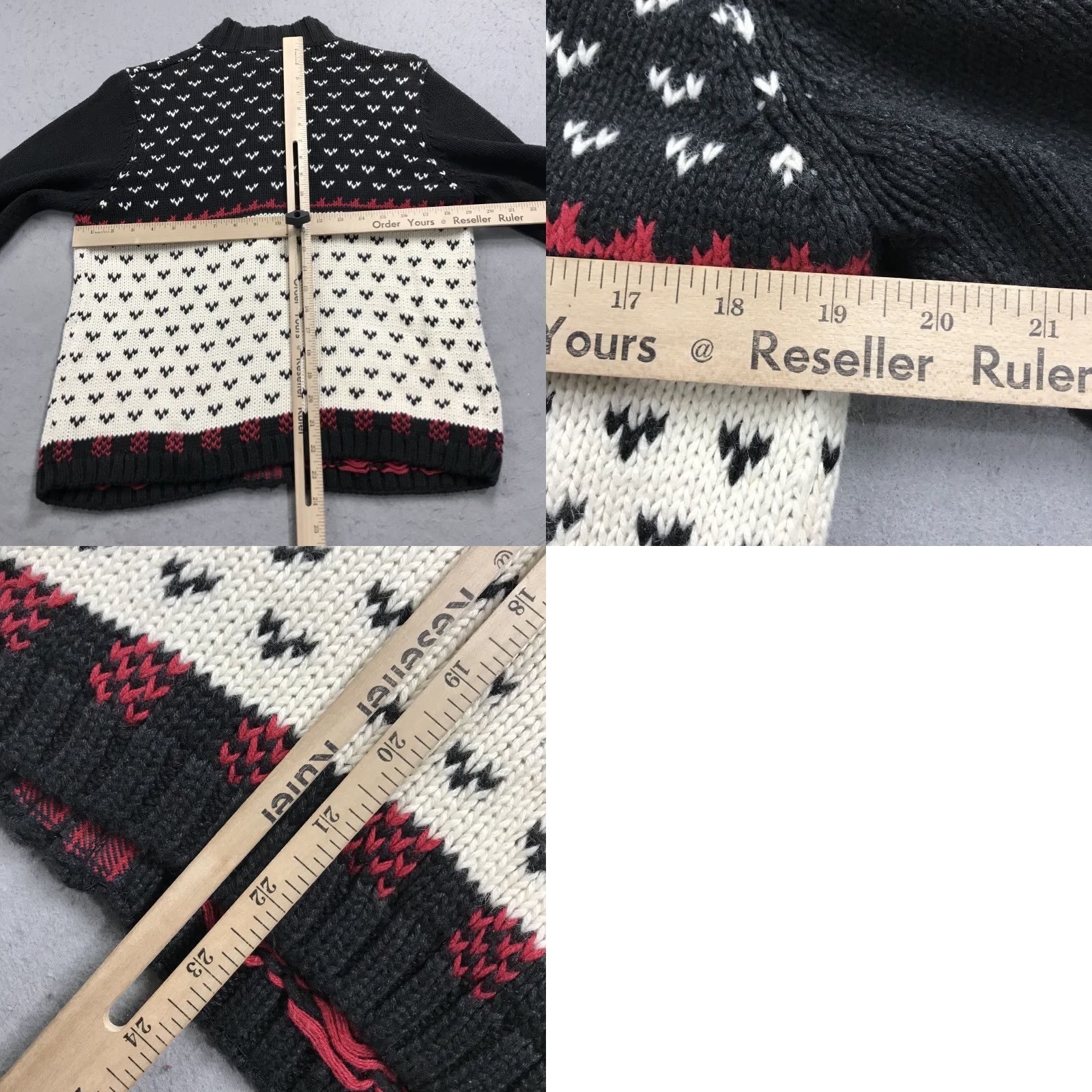 Vintage VINTAGE Woolrich Sweater Womens Large Cardigan 90s Full Zip Fair Isle Black Gray Deer Size L / US 10 / IT 46 - 8 Thumbnail