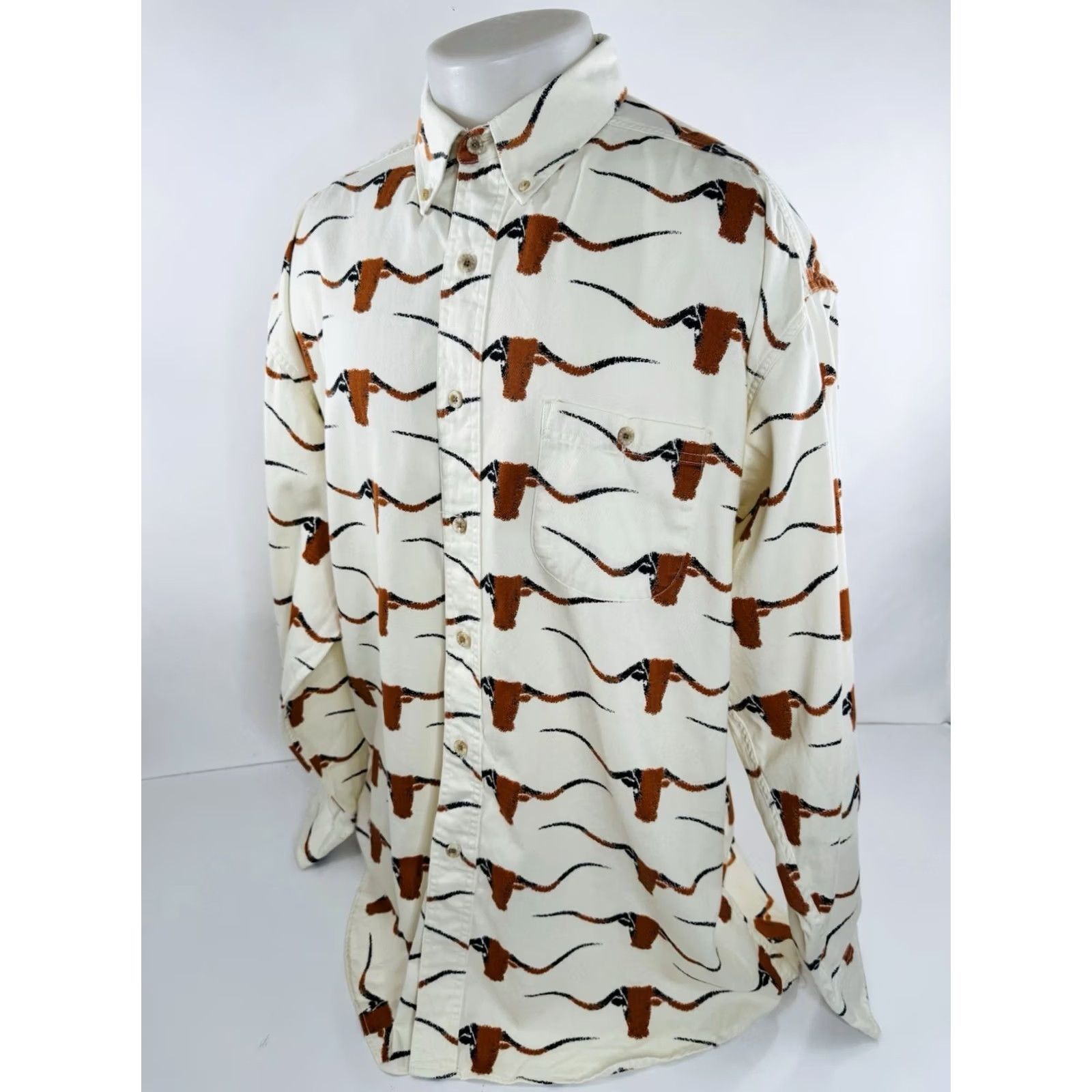 Vintage Barnfly Texas Longhorns Shirt XL Mens Beige Long Sleeve Button-Up 2X Size US XL / EU 56 / 4 - 2 Thumbnail
