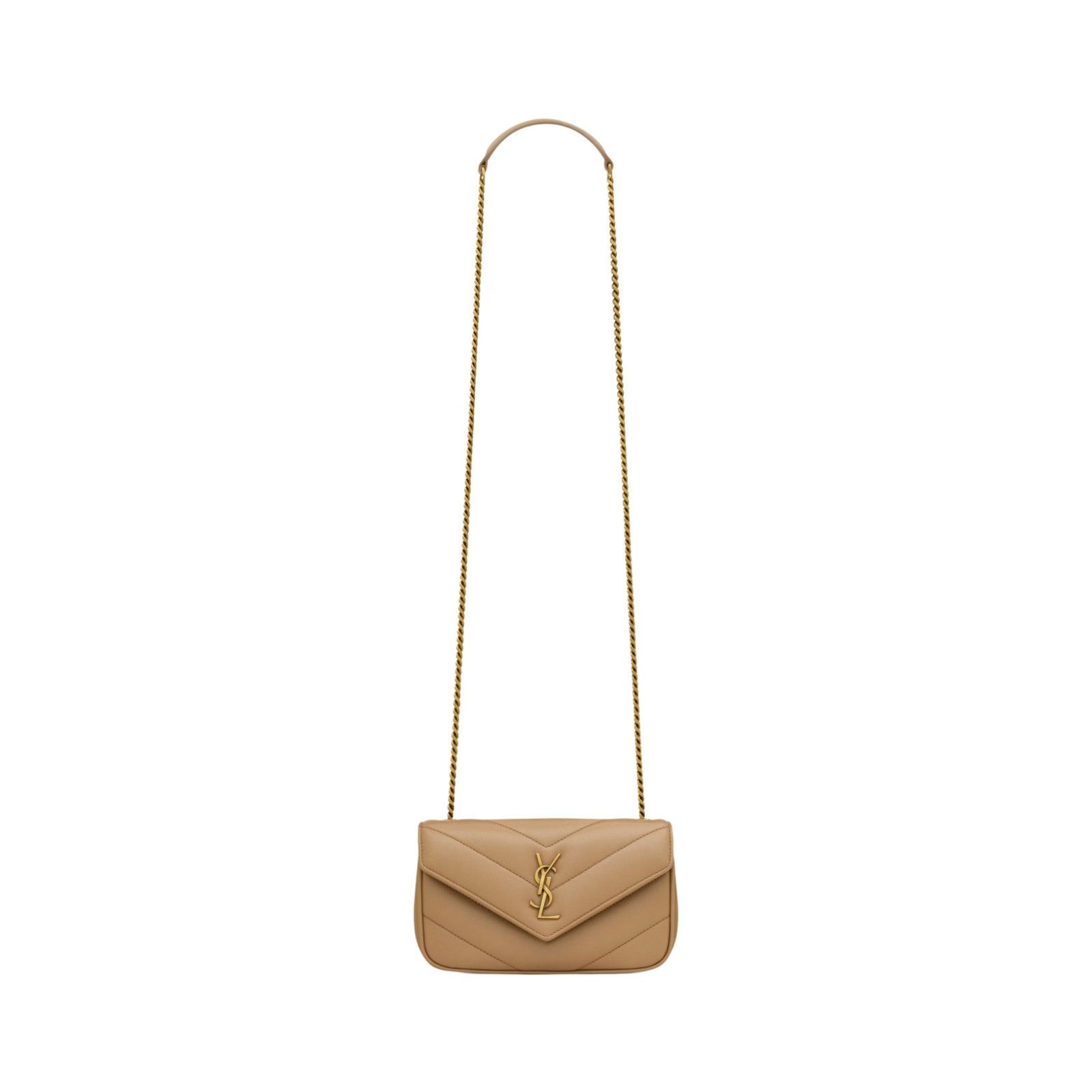 SAINT LAURENT Loulou Mini $2150 Natural Tan Leather Shoulder