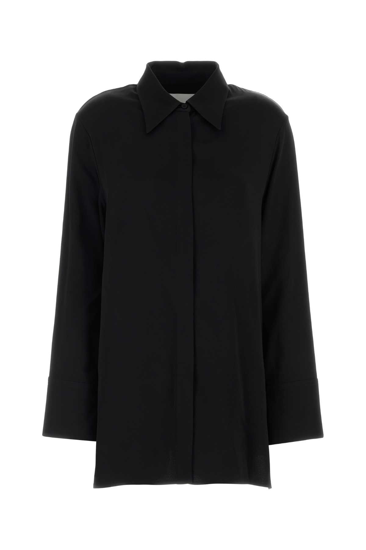 Jil Sander Black Satin Oversize Shirt Size XS / US 0-2 / IT 36-38 - 1 Thumbnail