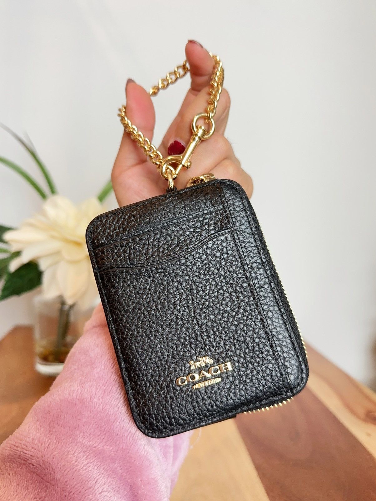 Coach NWT Coach Leather Zip Card Case Color IM/Black Size ONE SIZE - 5 Thumbnail