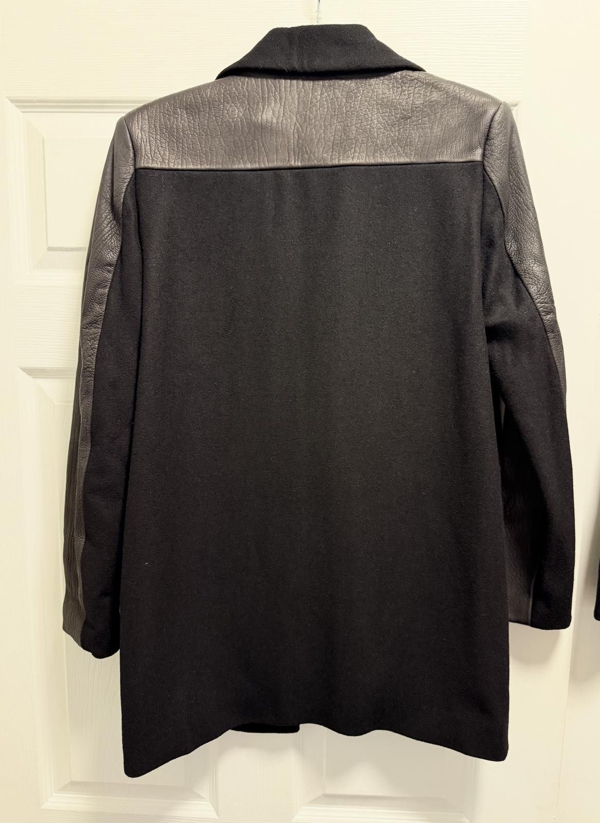 Camel Chic Black Wool Leather Arcade Coat by Cameo – XS NWT 473$ Size US XS / EU 42 / 0 - 4 Thumbnail