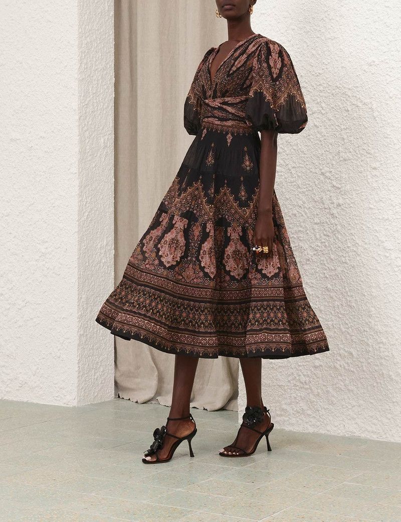 Zimmermann oc11z0226 Pleated Midi Dress In Multicolor Size L / US 10 / IT 46 - 6 Thumbnail