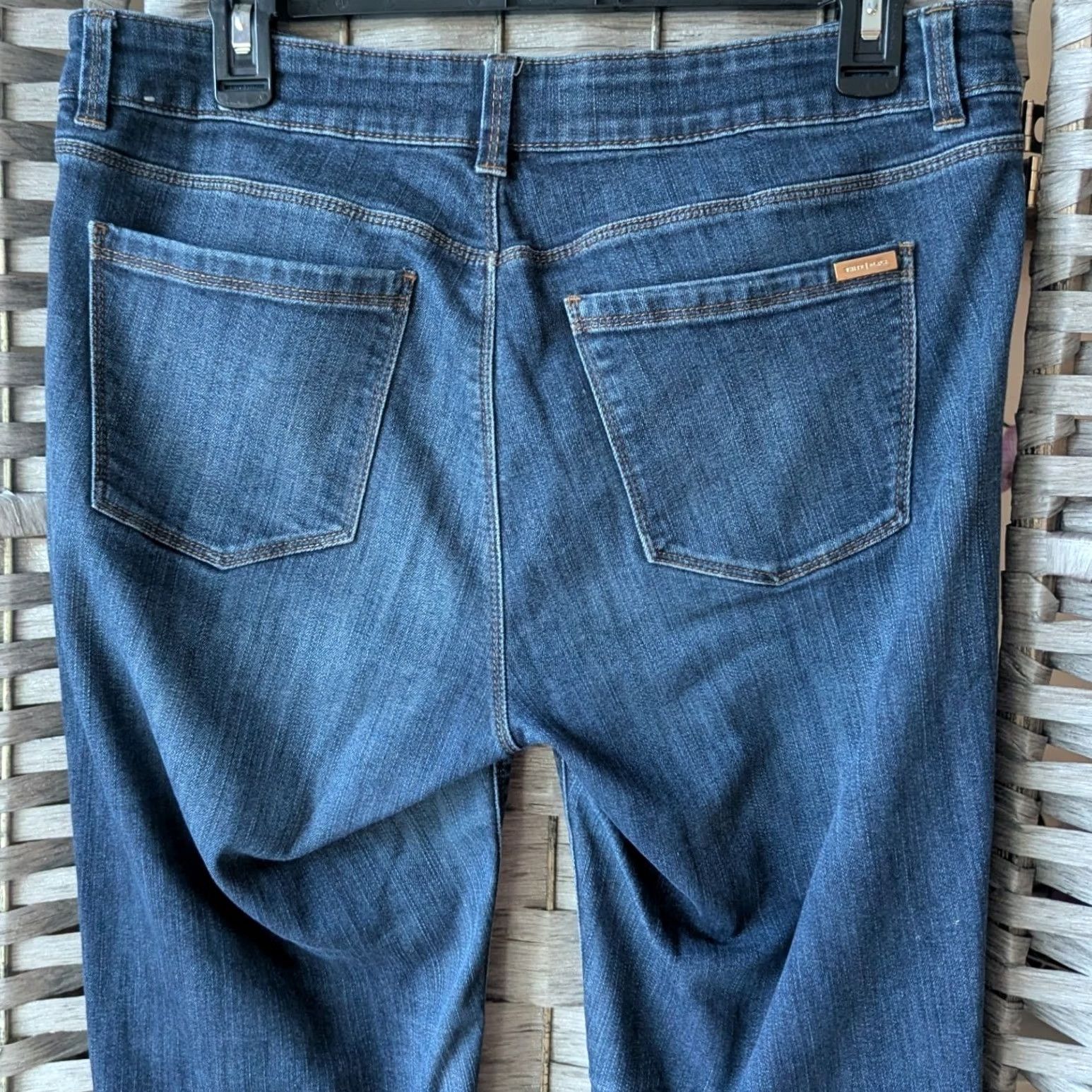 White House Black Market WHBM The Slim Curvy Jeans Straight Leg Womens 10 Tall Dark Wash Denim High Rise Size 32" / US 10 / IT 46 - 4 Thumbnail