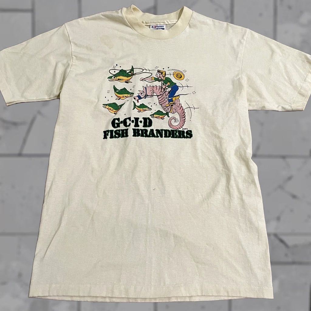 Hanes VINTAGE Hanes Sea Horse Graphic Tee Mens Size L Yellow USA Single Stitch Shirt Size US L / EU 52-54 / 3 - 1 Thumbnail