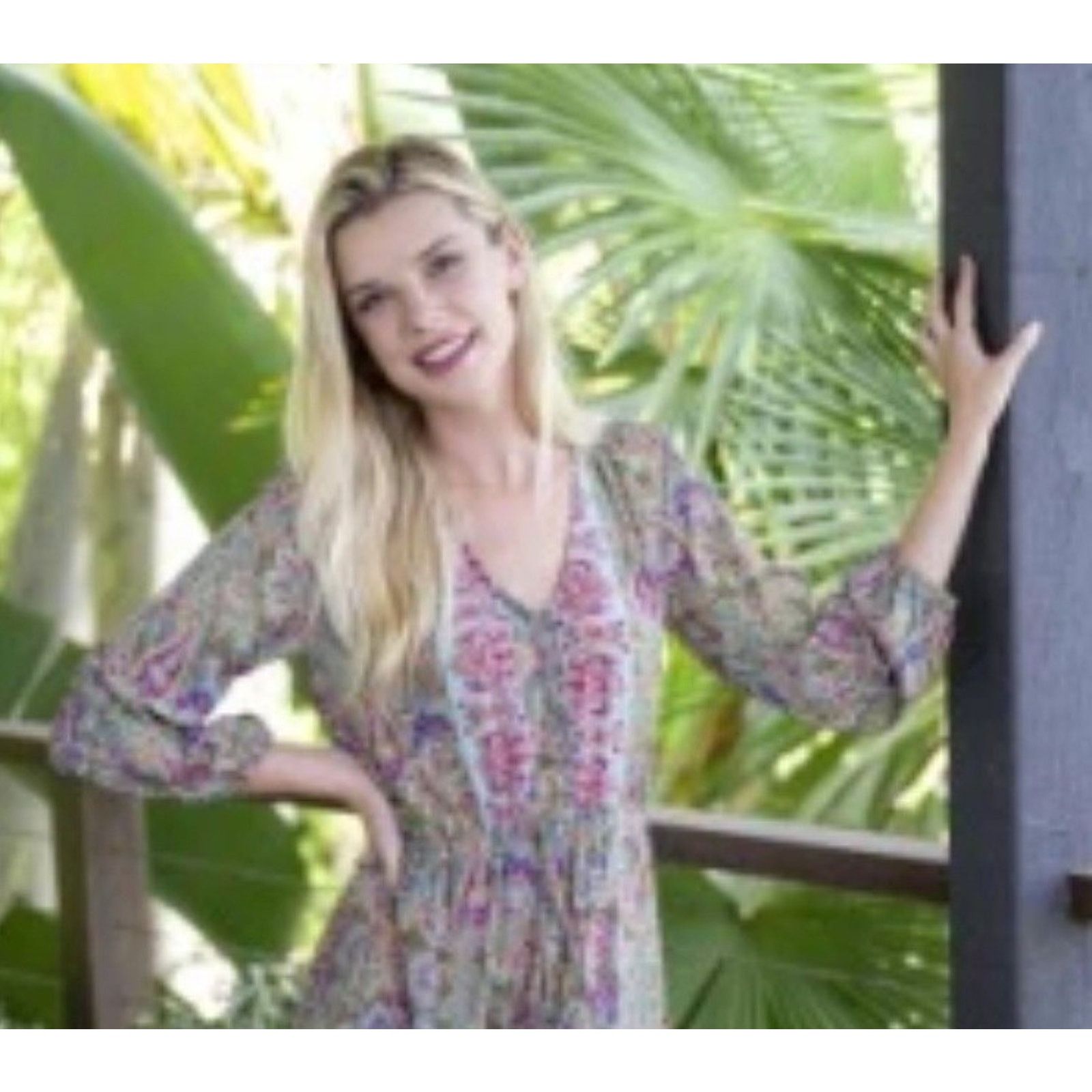 Other Cienna Olive Button Front Ruffle Silk Blend India Dress S Size S / US 4 / IT 40 - 4 Thumbnail