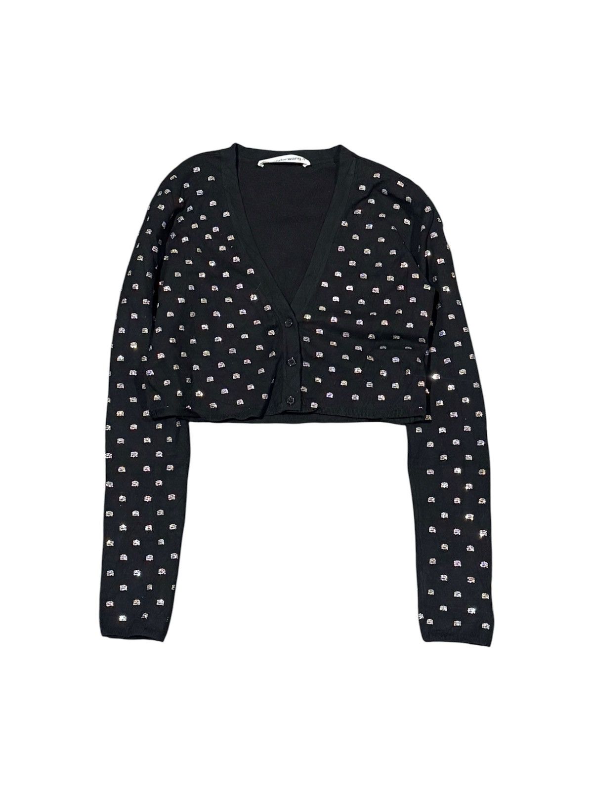 Alexander Wang V-NECK CROPPED CARDIGAN IN CRYSTAL Size S / US 4 / IT 40 - 3 Thumbnail
