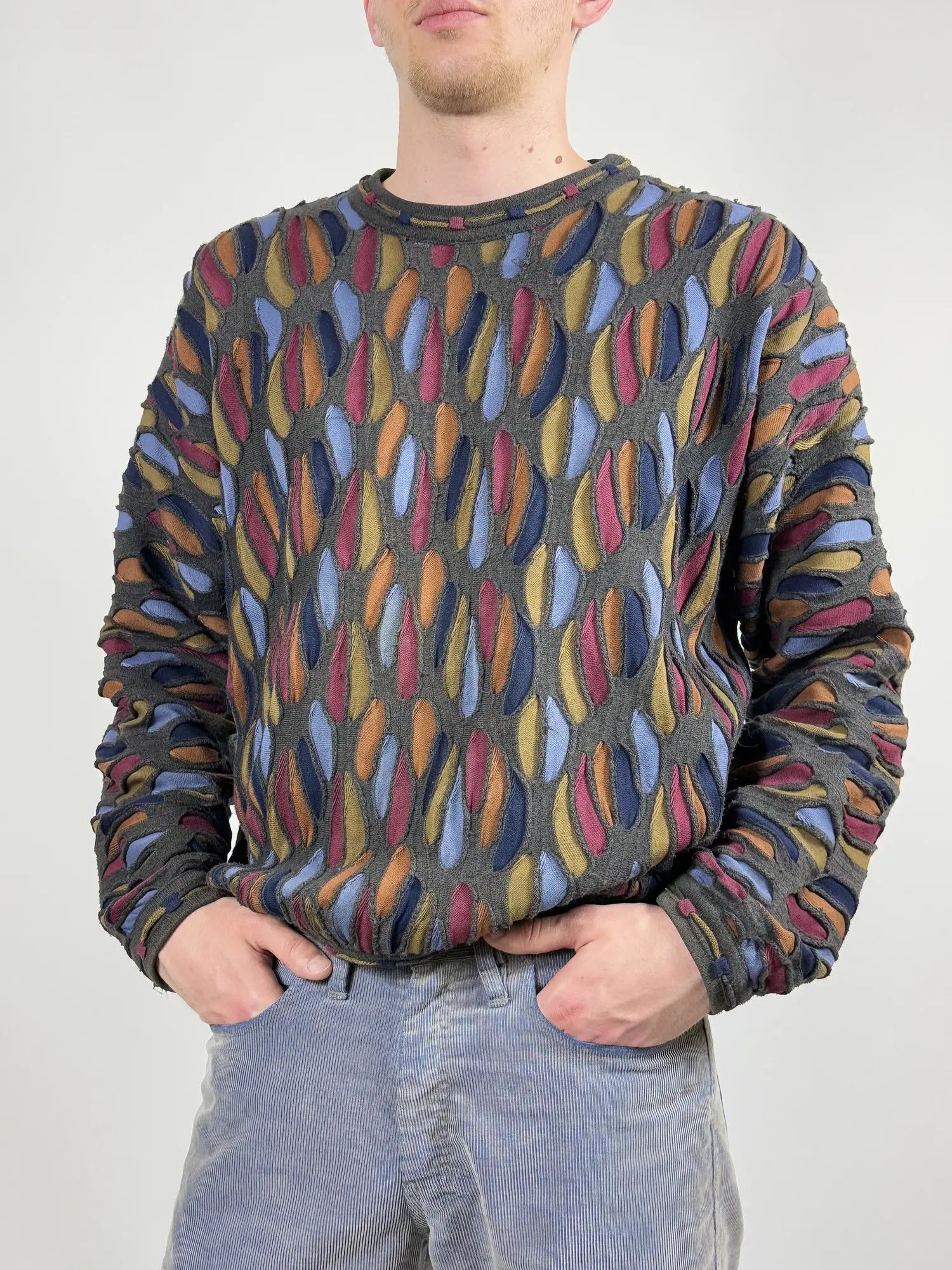 Coogi × Tundra Canada × Vintage Vintage 90’s Tundra Knit Rainbow boxy distressed Sweater Size US M / EU 48-50 / 2 - 2 Thumbnail