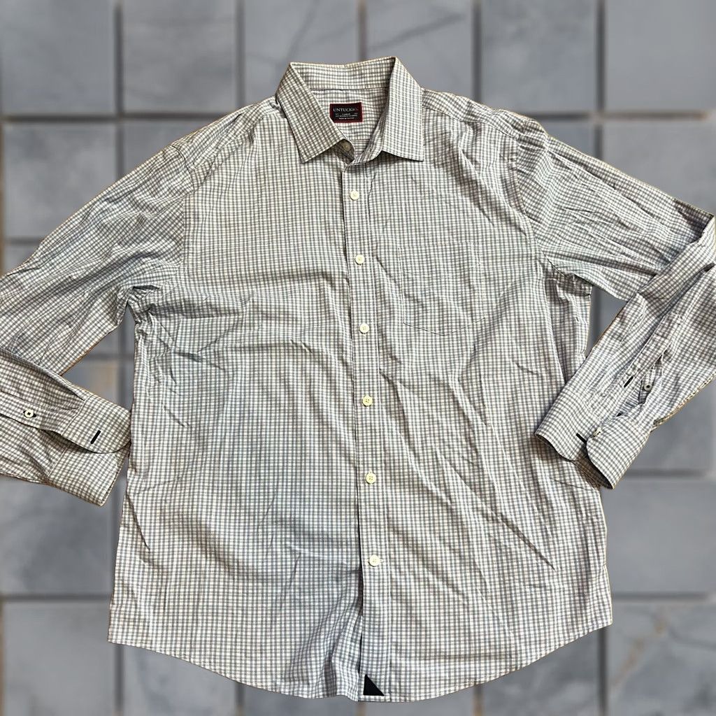 UNTUCKit UNTUCKit Shirt Mens Large Performance Nylon Stretch Long Sleeve Button Plaid Blue L Regular Men Size US L / EU 52-54 / 3 - 1 Thumbnail