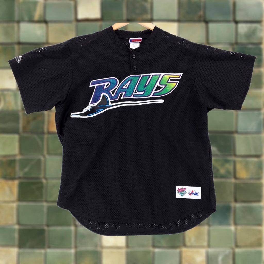 Vintage VINTAGE Majestic Tampa Bay Rays Jersey Shirt Diamond Collection 2XL Mens Black 90s Size US XXL / EU 58 / 5 - 1 Thumbnail