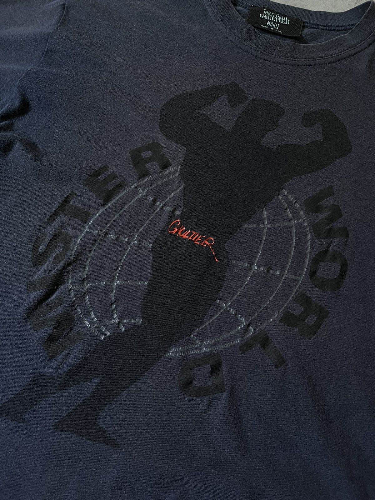 Jean Paul Gaultier Jean Paul Gaultier S/S 1992 Mister World navy T-shirt Size US M / EU 48-50 / 2 - 6 Thumbnail