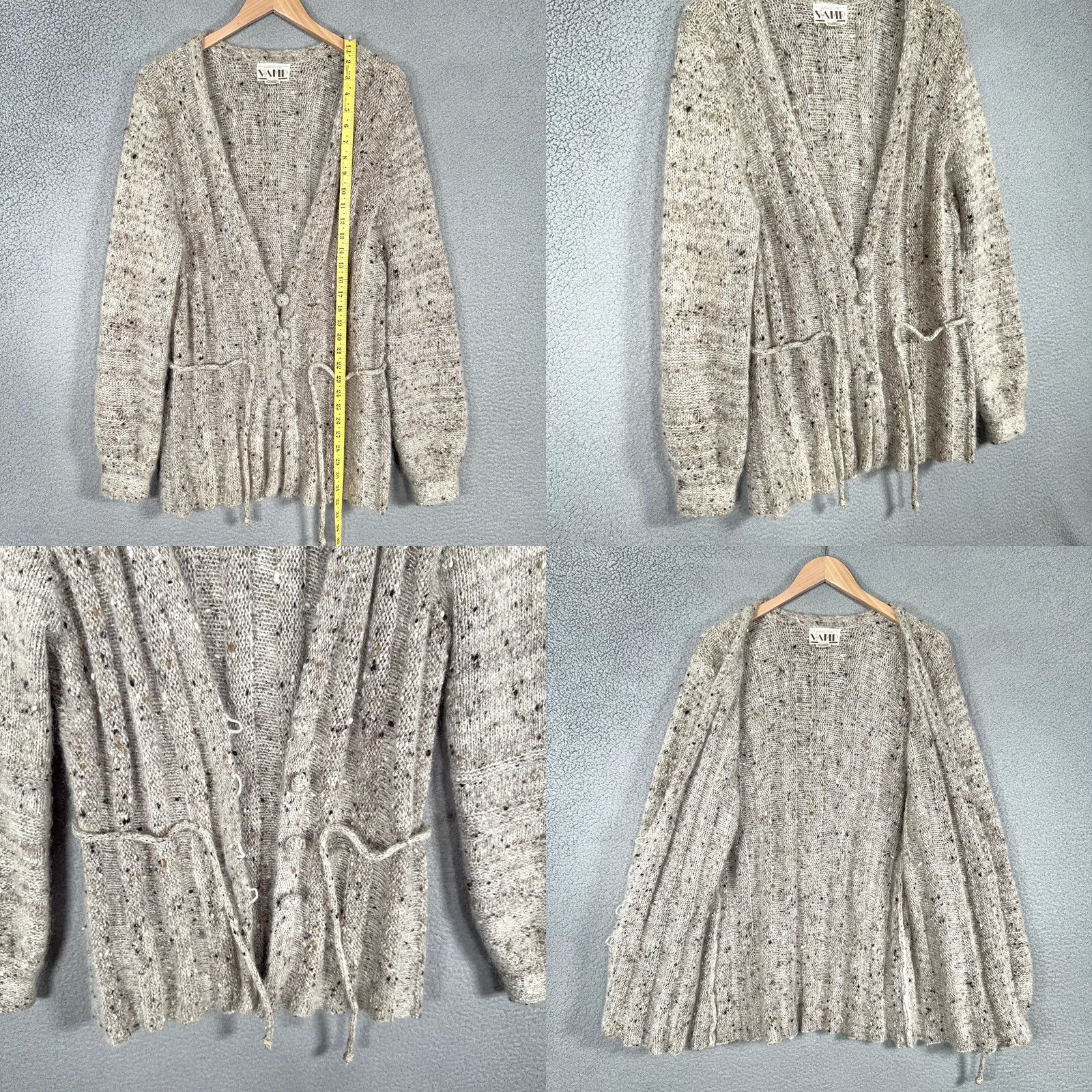 Vintage VINTAGE Koret Cardigan Sweater Mohair Wool Silk Oversized Medium Beige 70s 80s Boho Cozy Womens Size M / US 6-8 / IT 42-44 - 8 Thumbnail