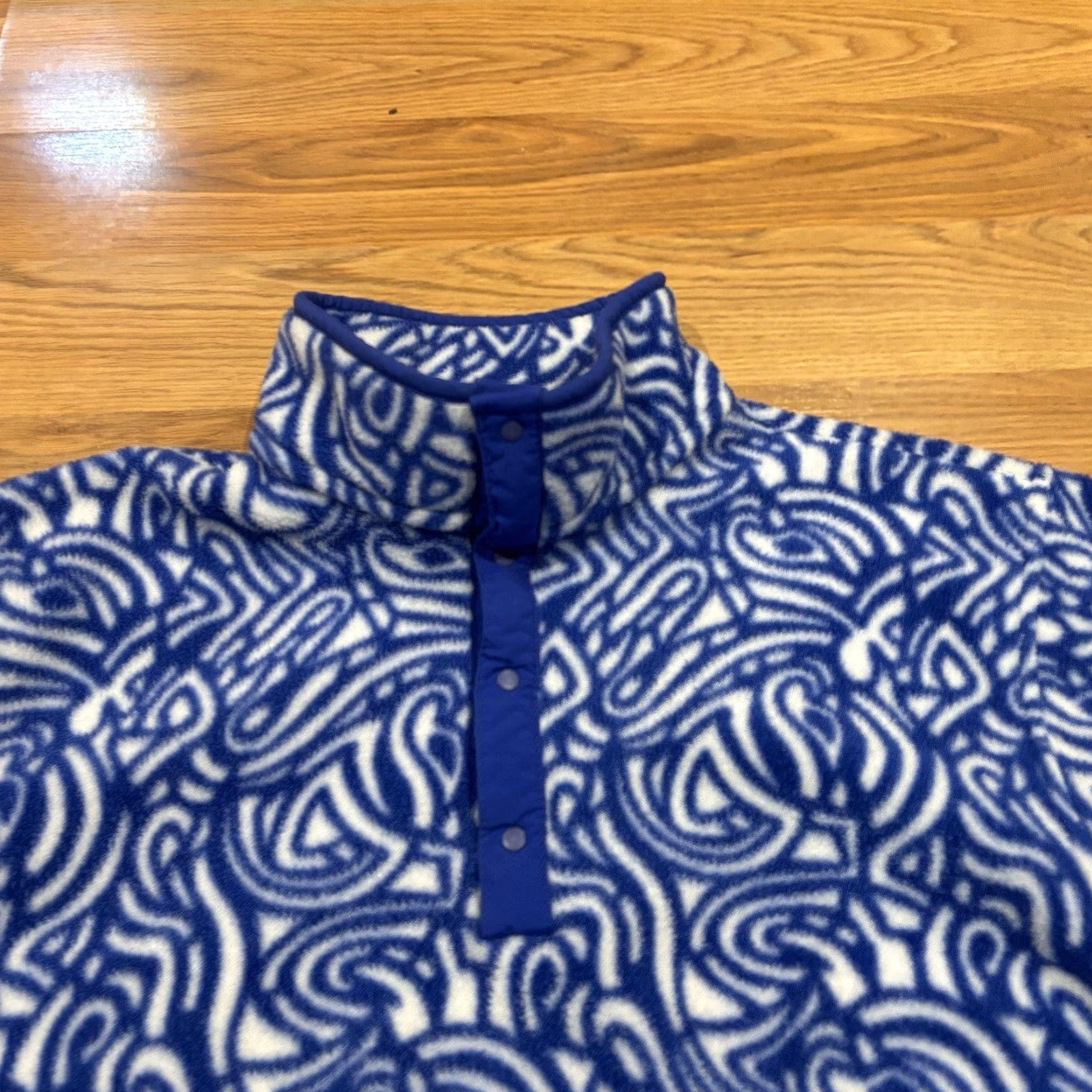 Vintage VINTAGE LL Bean T Snap Fleece Sweater Blue Design Pockets Made In USA Size M Men Pullover 90s Classic Outdoor USA Size US M / EU 48-50 / 2 - 2 Thumbnail
