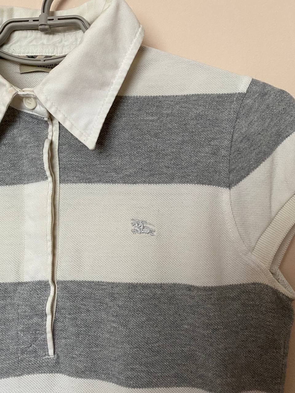 Burberry × Vintage 📌 Auth Burberry London - Gray White Women's Polo Size M / US 6-8 / IT 42-44 - 2 Thumbnail