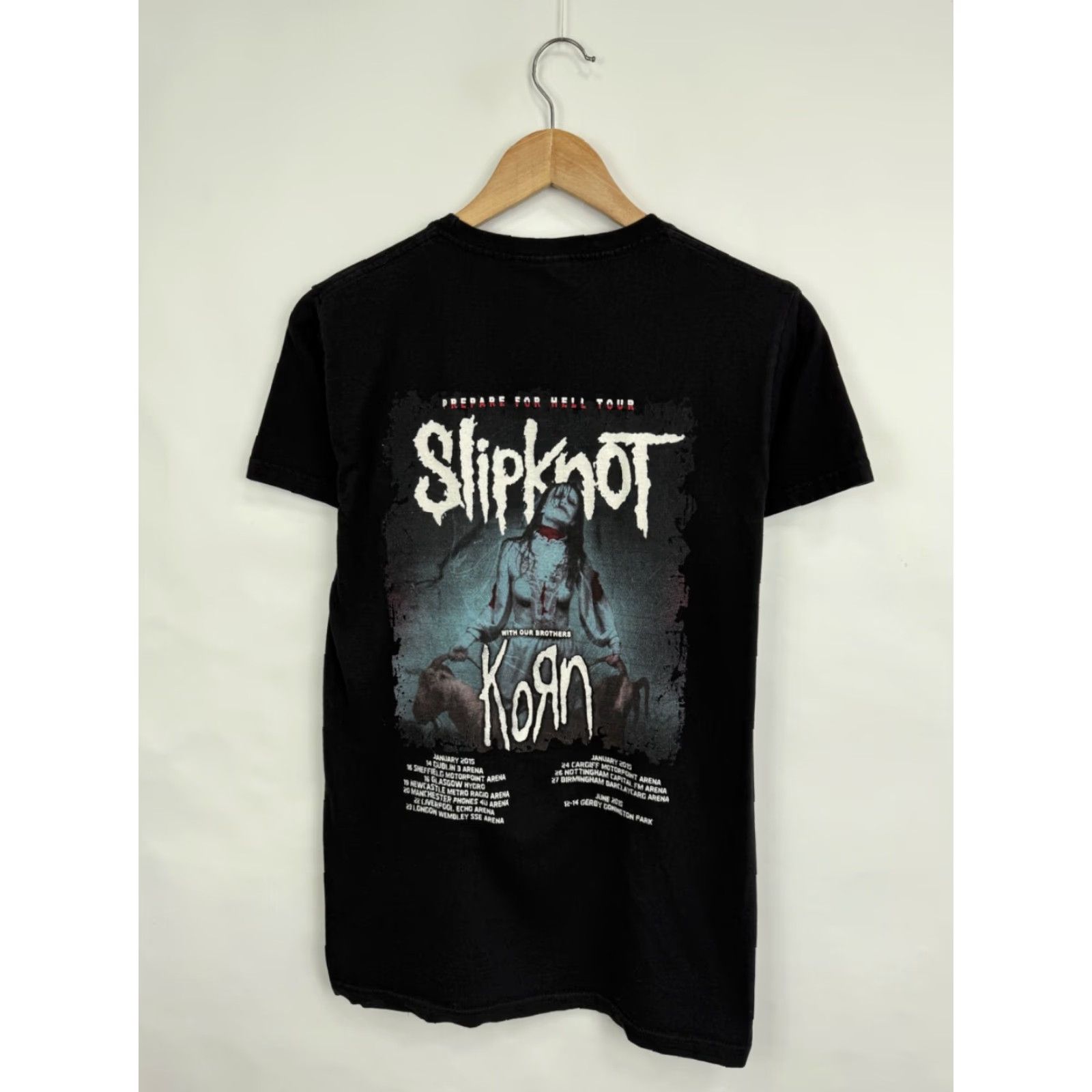 Fruit Of The Loom VINTAGE Slipknot Korn Prepare For Hell Tour 2015 T-Shirt M Black Mens Shirt Size US M / EU 48-50 / 2 - 7 Thumbnail