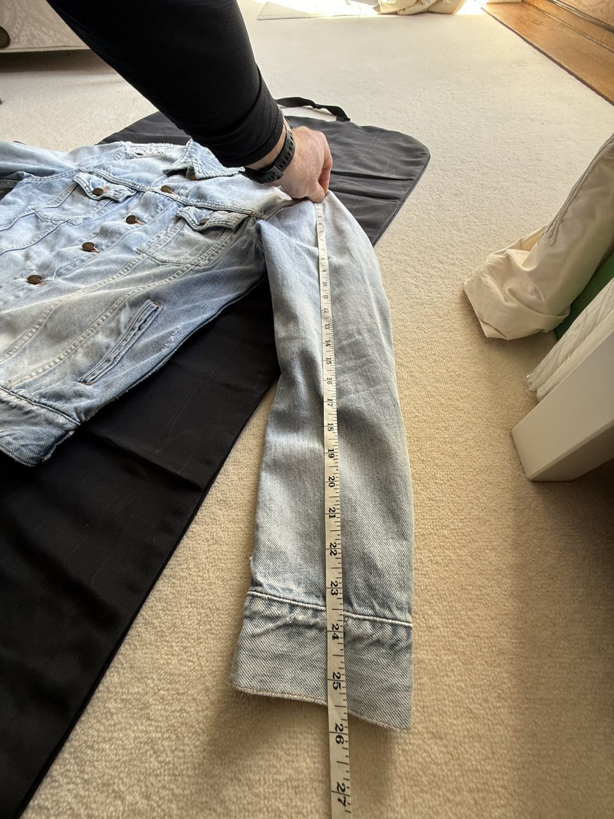Saint Laurent Paris SS21 Saint Laurent denim trucker jacket crash thrashed grail Size US L / EU 52-54 / 3 - 7 Thumbnail