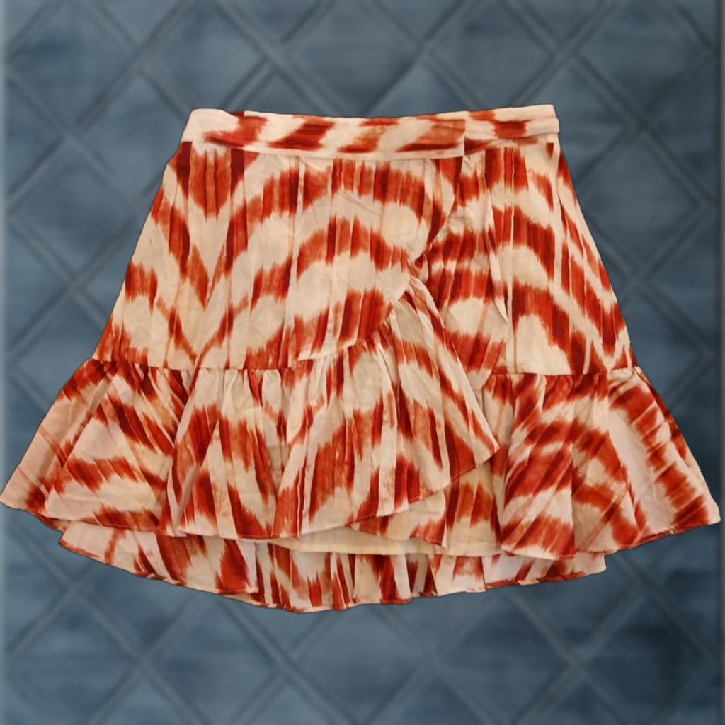 Banana Republic Banana Republic Skirt PXS Petites Short Red Geometric Flare Lined Belted Pull On Women Size 26" / US 2 / IT 38 - 1 Thumbnail