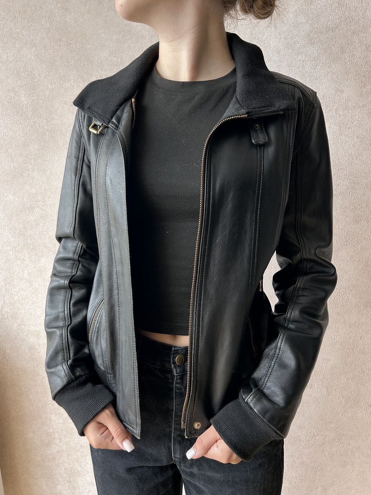 Dolce & Gabbana Dolce Gabbana Sheepskin Leather Moto Biker Jacket Size XS / US 0-2 / IT 36-38 - 3 Thumbnail