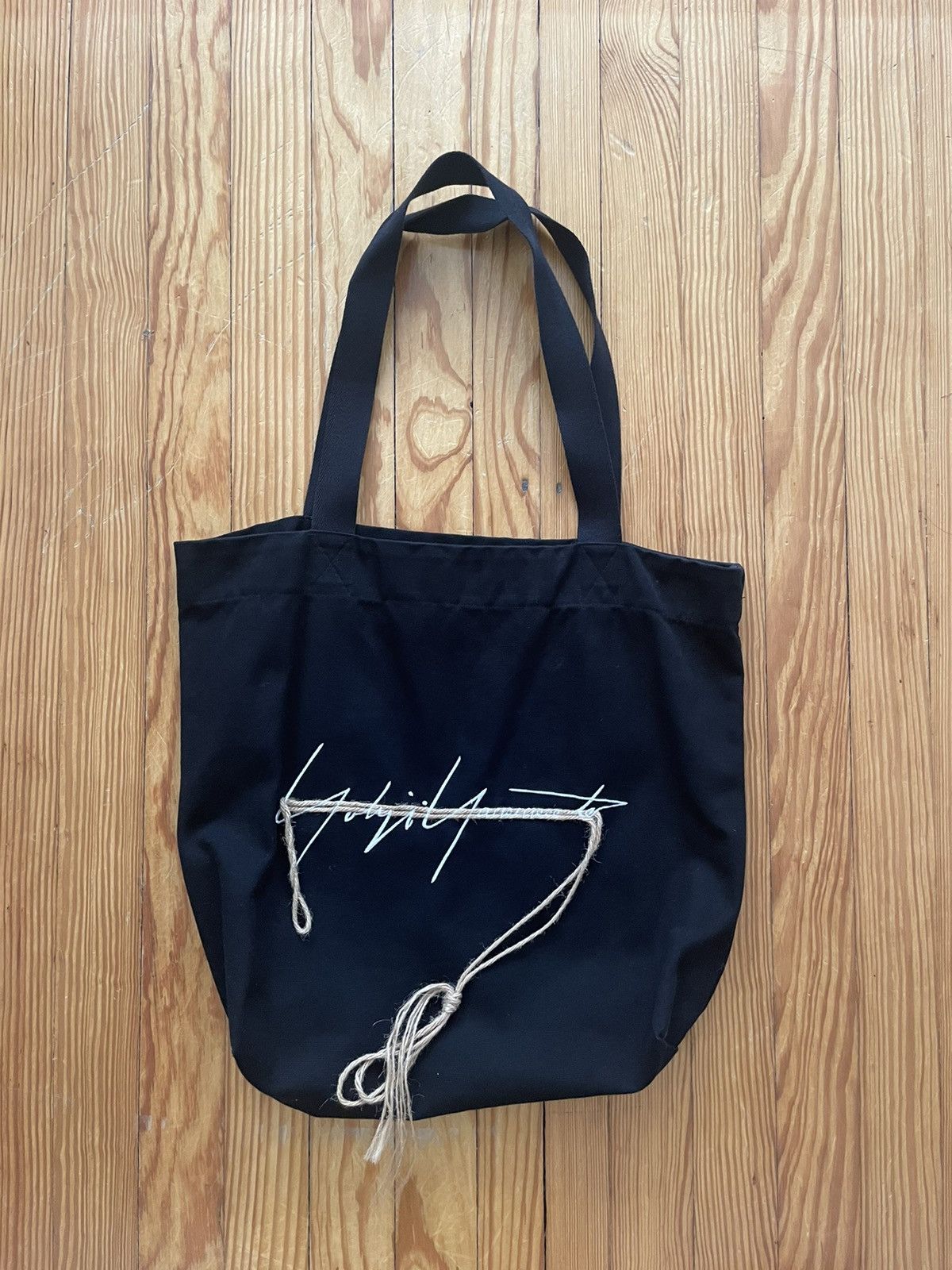 Yohji Yamamoto Yohji Pour Homme Embroidered String Tote Bag Black Size ONE SIZE - 1 Thumbnail