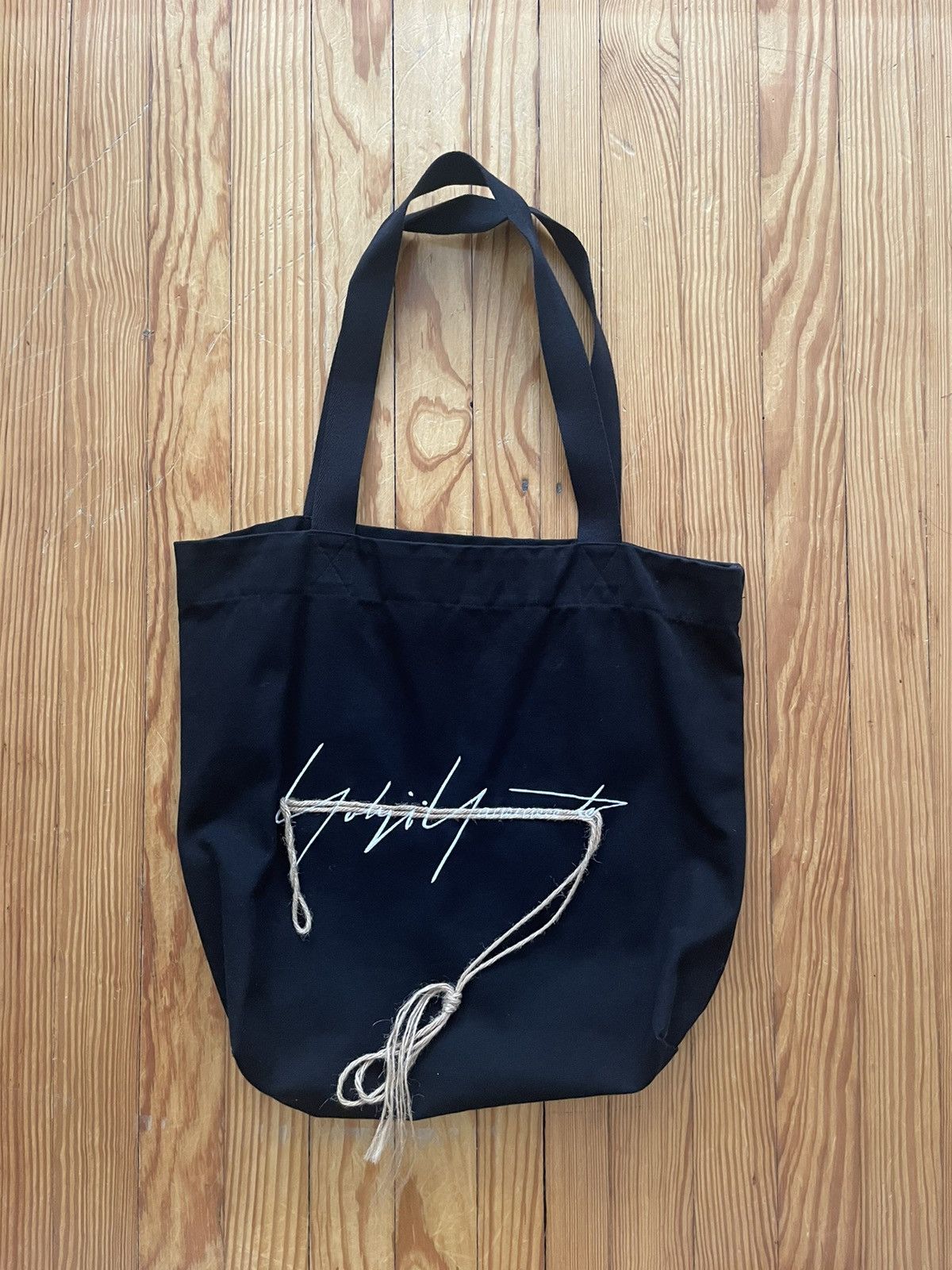 Yohji Yamamoto Yohji Pour Homme Embroidered String Tote Bag Black | Grailed