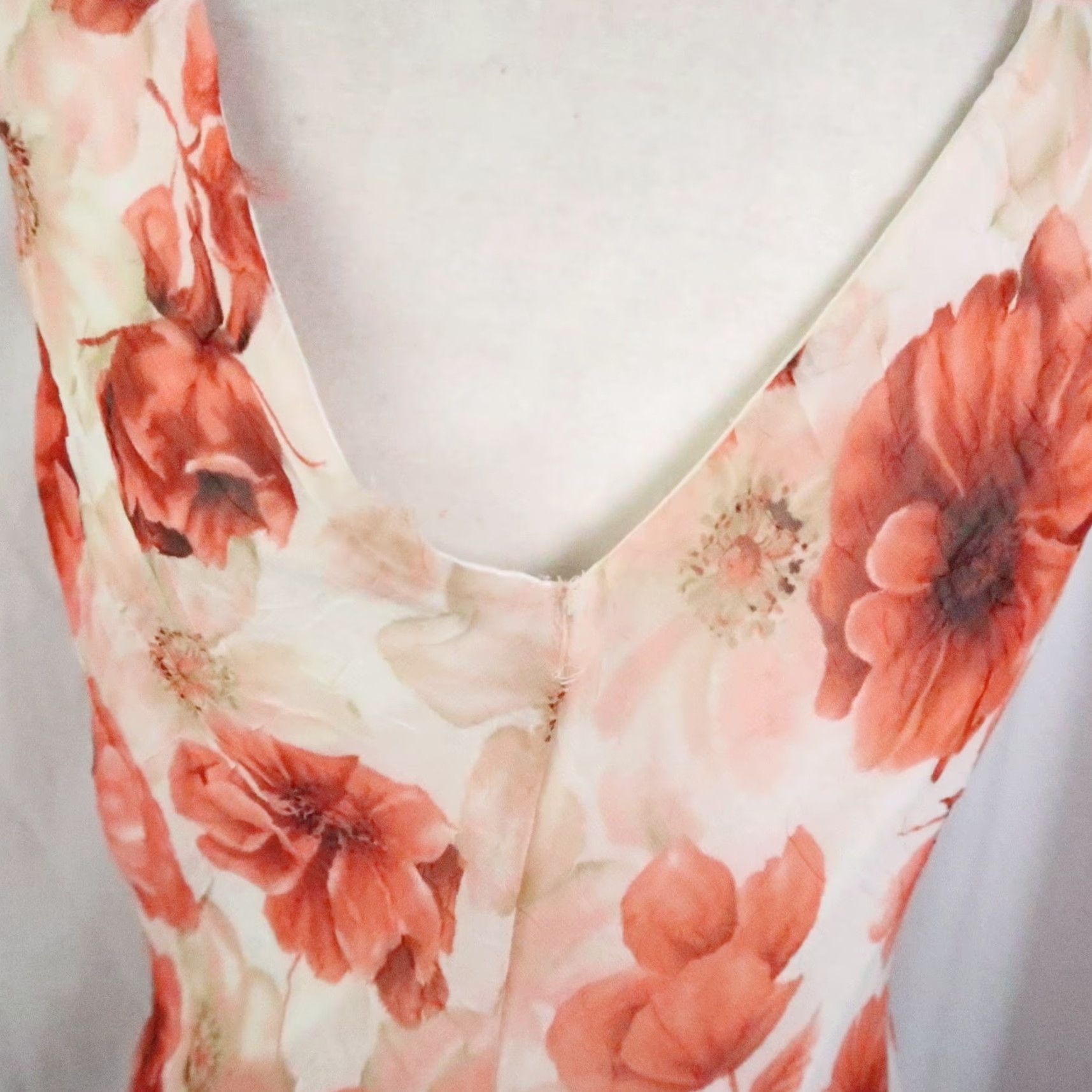 Vintage VINTAGE 90s Faith Love Passion Dress Midi Floral Cowl Neck Sleeveless Women's 10 Cream Orange Party/Cocktail Spring Summer Size L / US 10 / IT 46 - 5 Thumbnail