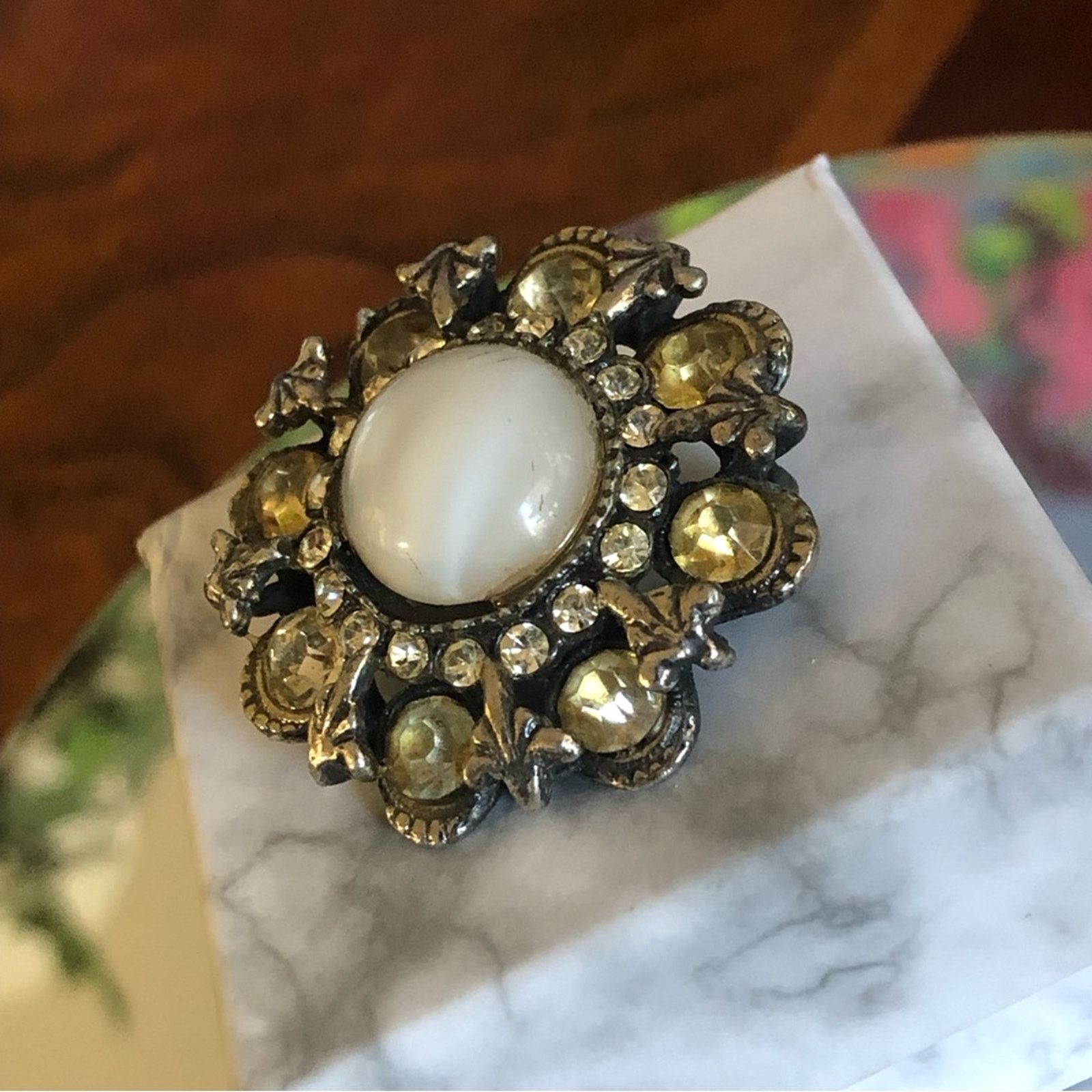 Vintage Vintage LIDZ Brothers NY citrine and moon stone brooch Size ONE SIZE - 2 Thumbnail