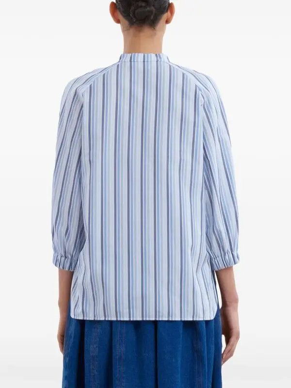 Marni o1w1db11125 Striped Cotton Shirt in Blue Size XL / US 12-14 / IT 48-50 - 3 Thumbnail