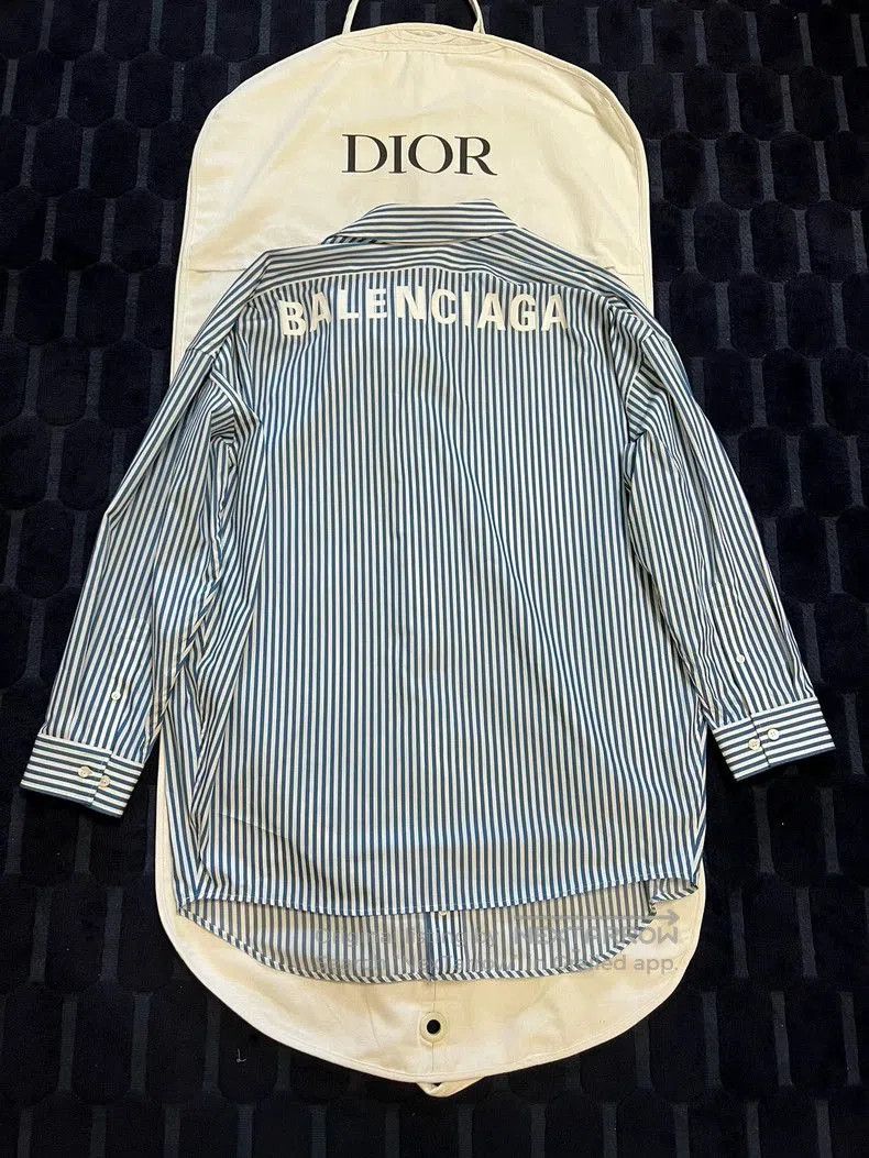 Balenciaga Balenciaga Blue White Check Logo Shirt. Size US XS / EU 42 / 0 - 2 Thumbnail