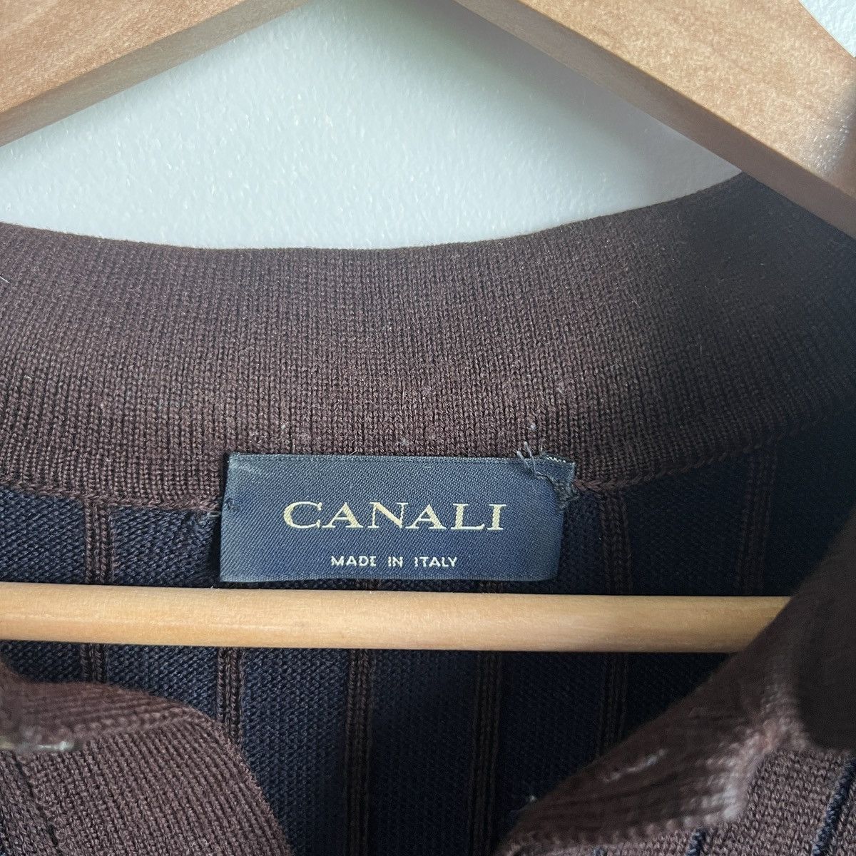Canali CANALI Extra Fine Merino Wool Polo Sweater Size US L / EU 52-54 / 3 - 3 Thumbnail