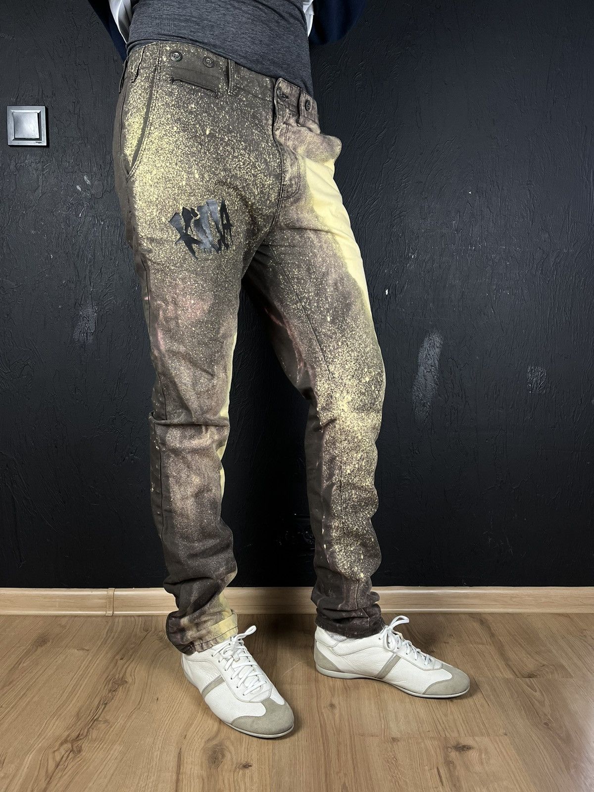 Handmade 🪐Custom printed denim multicolor skinny jeans pants space Size US 35 - 1 Thumbnail