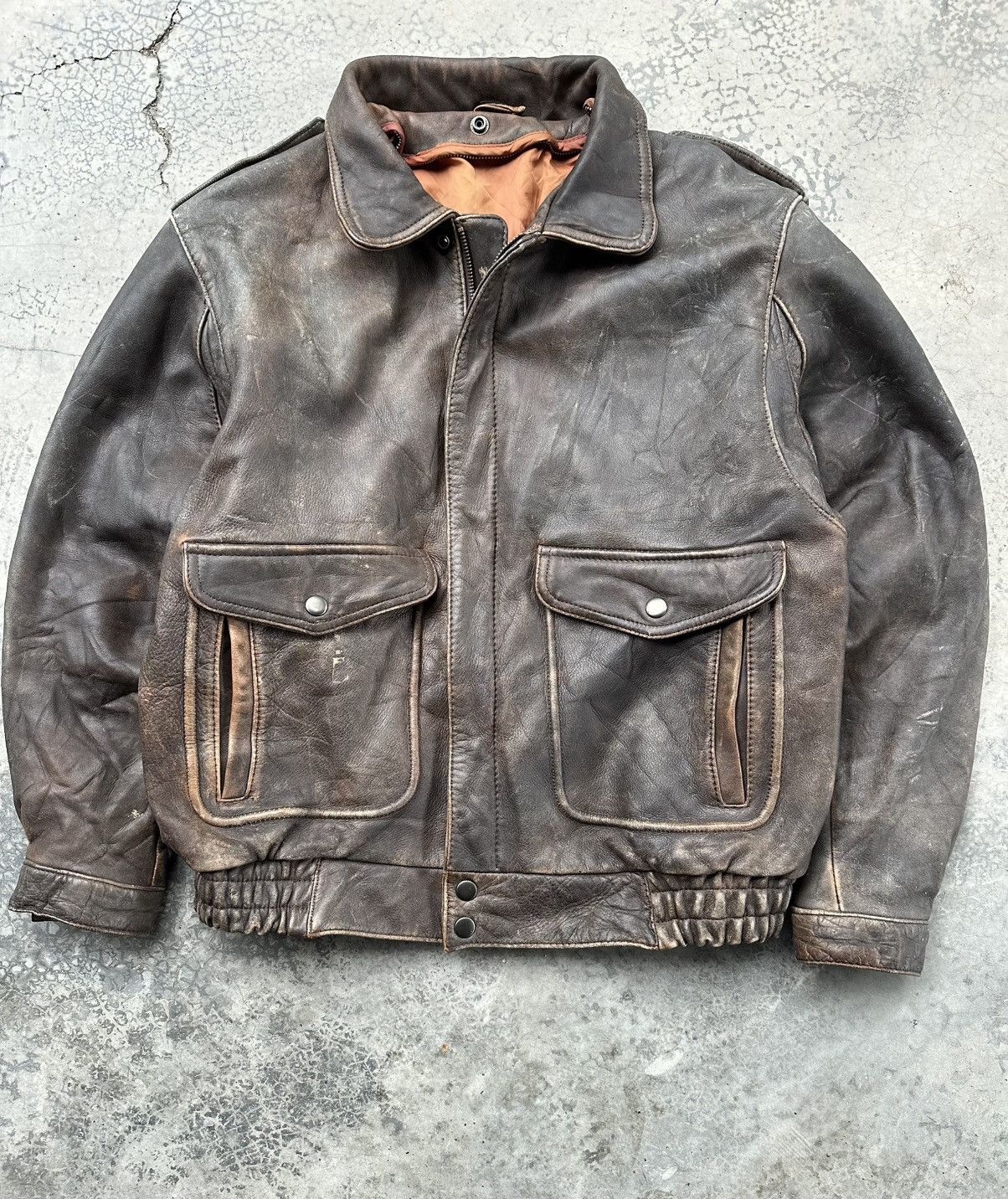 Vintage 🪖Vintage 80’s A2 Aviator Military Brown Leather Jacket Size US S / EU 44-46 / 1 - 3 Thumbnail
