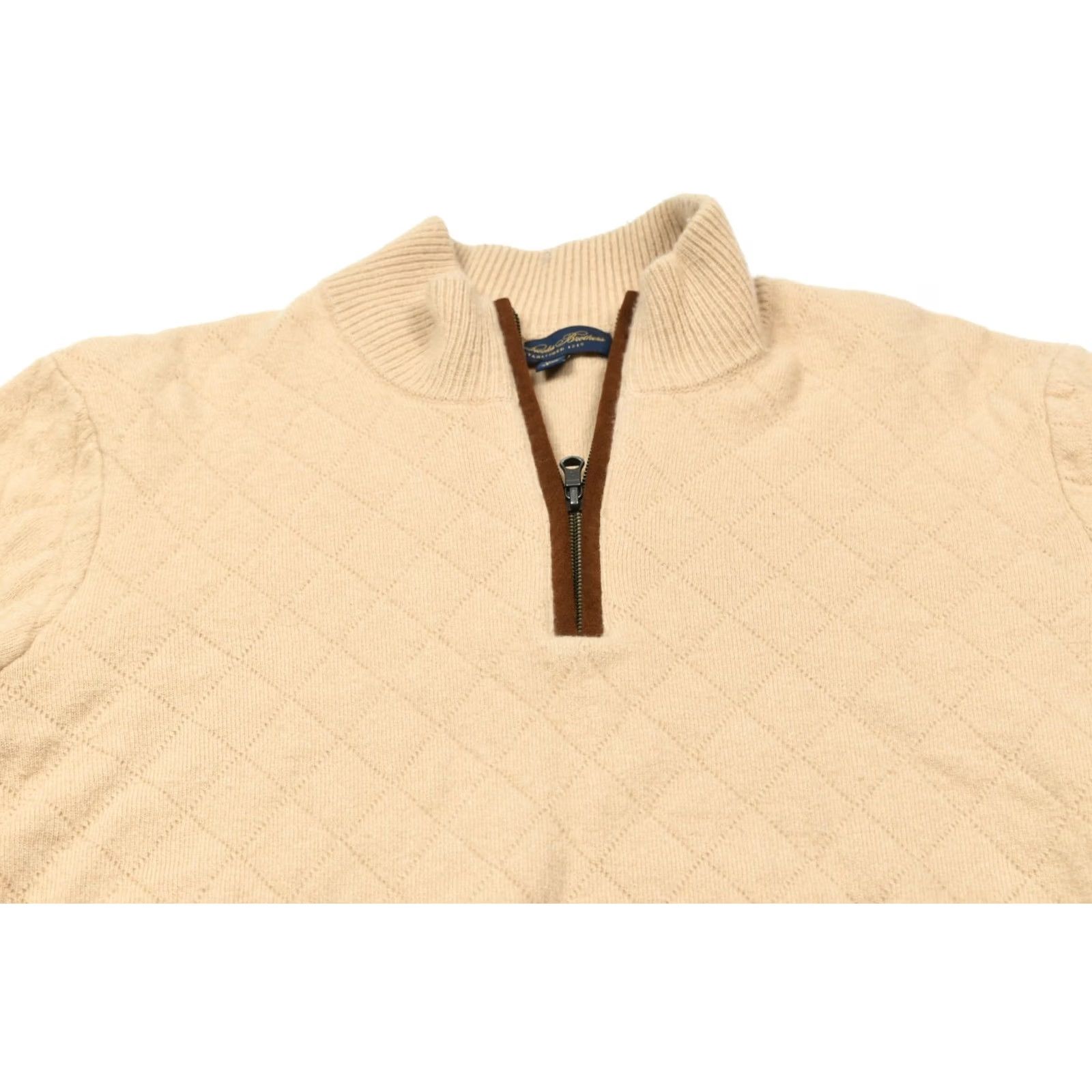 Brooks Brothers Brooks Brothers Quilted Sweater Mens 2XL Pullover Long Sleeve Merino Cashmere Tan Wool Knit Quilted Pullover Regular Mens 2XL Winter Fall Spring Size US XXL / EU 58 / 5 - 3 Thumbnail