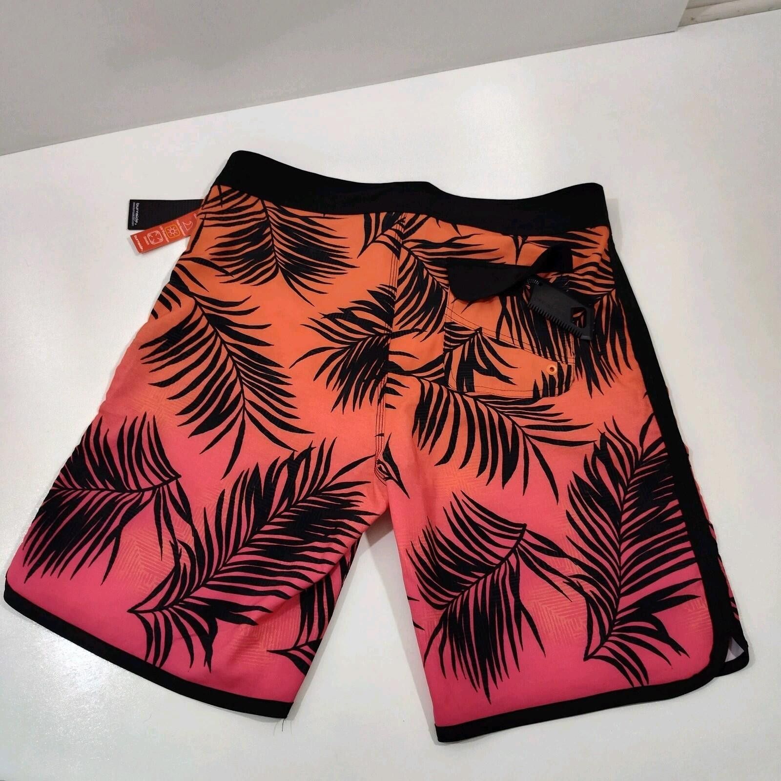 Burnside Burnside Board Shorts Men's 34 Orange Pink Leaf Print Size US 34 / EU 50 - 2 Thumbnail