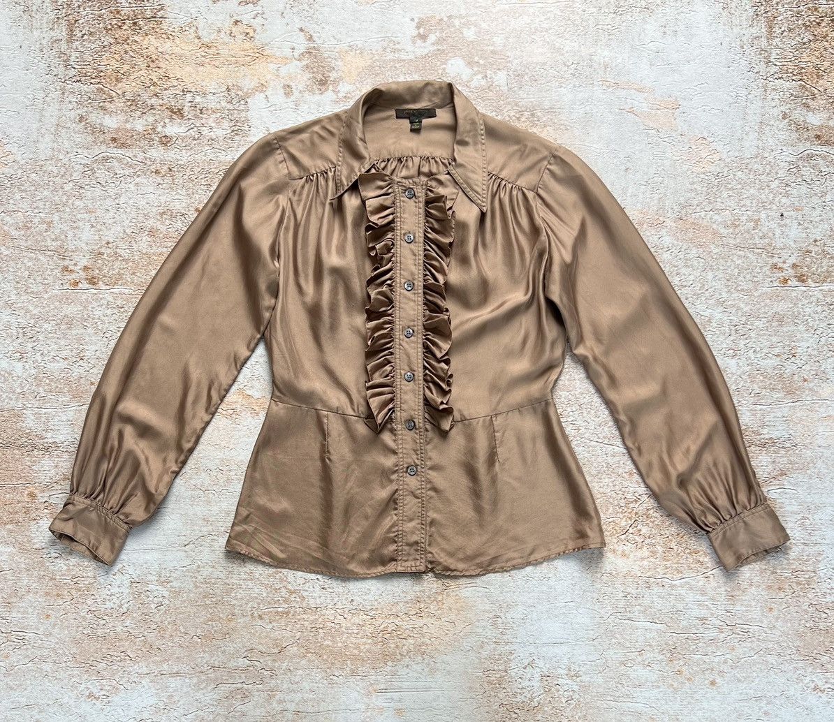 Image of Louis Vuitton Vintage Silk Blouse in Brown, Women's (Size Small)