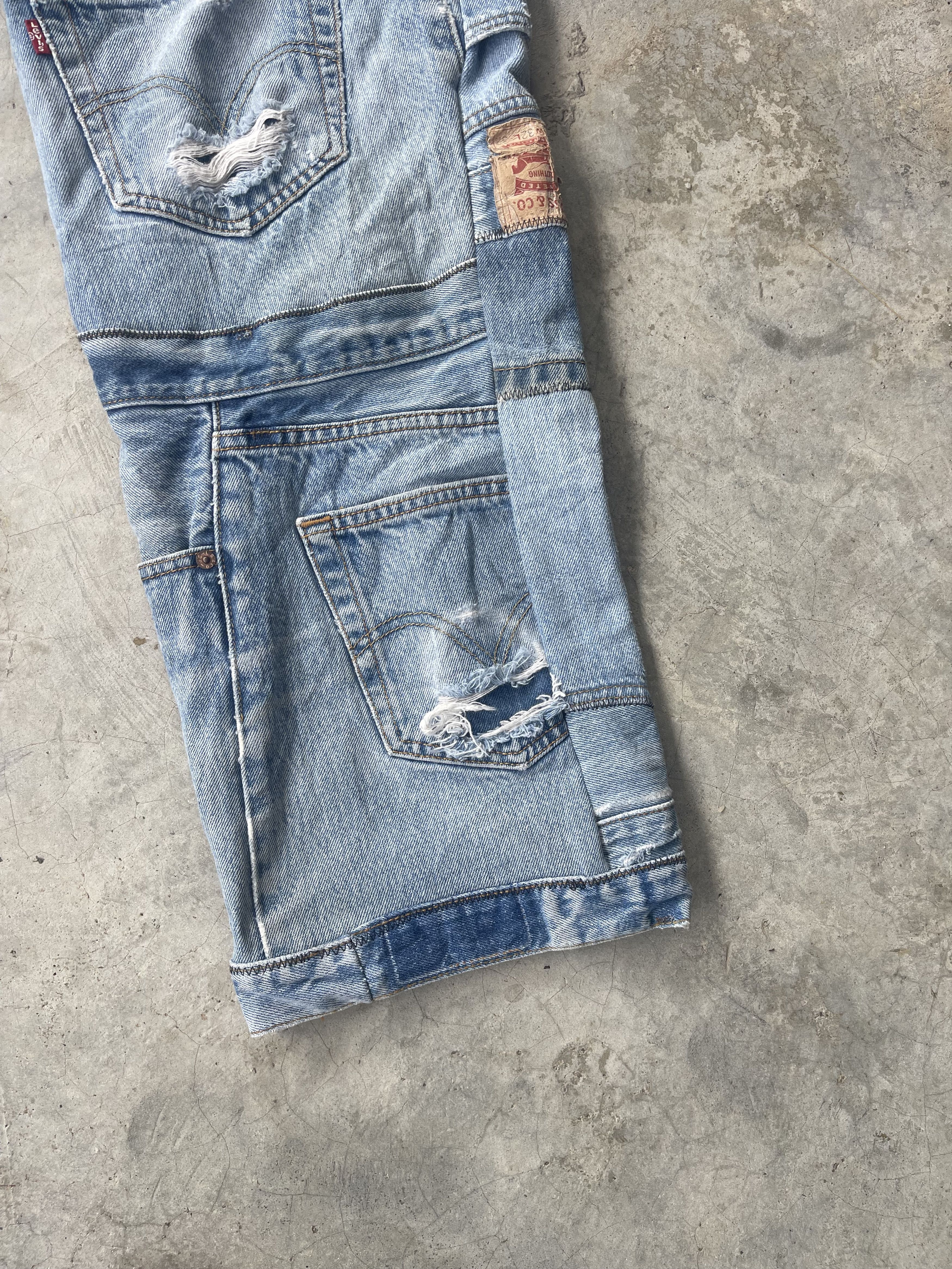 Levi's Vintage Clothing Vintage Levis 501 Reconstruct Patchwork Distressed Sz 42 Size US 42 / EU 58 - 6 Thumbnail