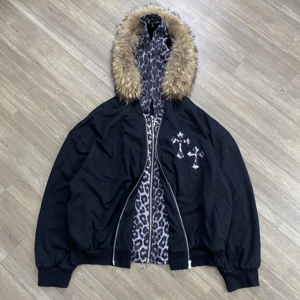 Le Grande Bleu (L.G.B.) Y2K Dazy Double Layers Cross Kmrii Lgb Style Zip Fur Hoodie Size US XL / EU 56 / 4 - 3 Thumbnail