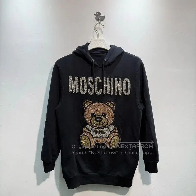 Moschino Moschino Black Cotton Men's Hoodie with Bear . Size US S / EU 44-46 / 1 - 1 Thumbnail