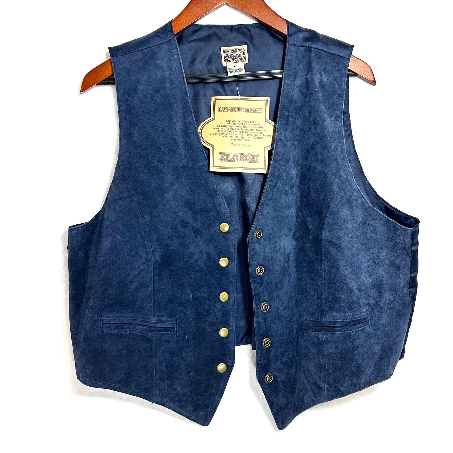 Vintage NEW Vintage XL International Leather Collection Blue Vest Size US XL / EU 56 / 4 - 1 Thumbnail