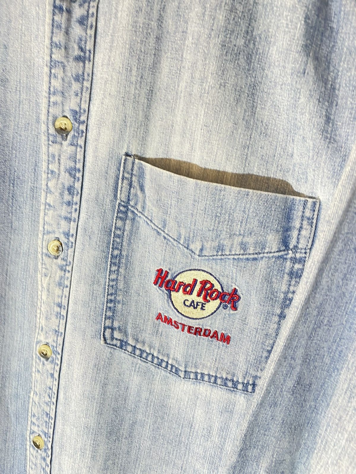 Hard Rock Cafe × Vintage Hard Rock Amsterdam vintage denim overshirt 90s Size US L / EU 52-54 / 3 - 4 Thumbnail