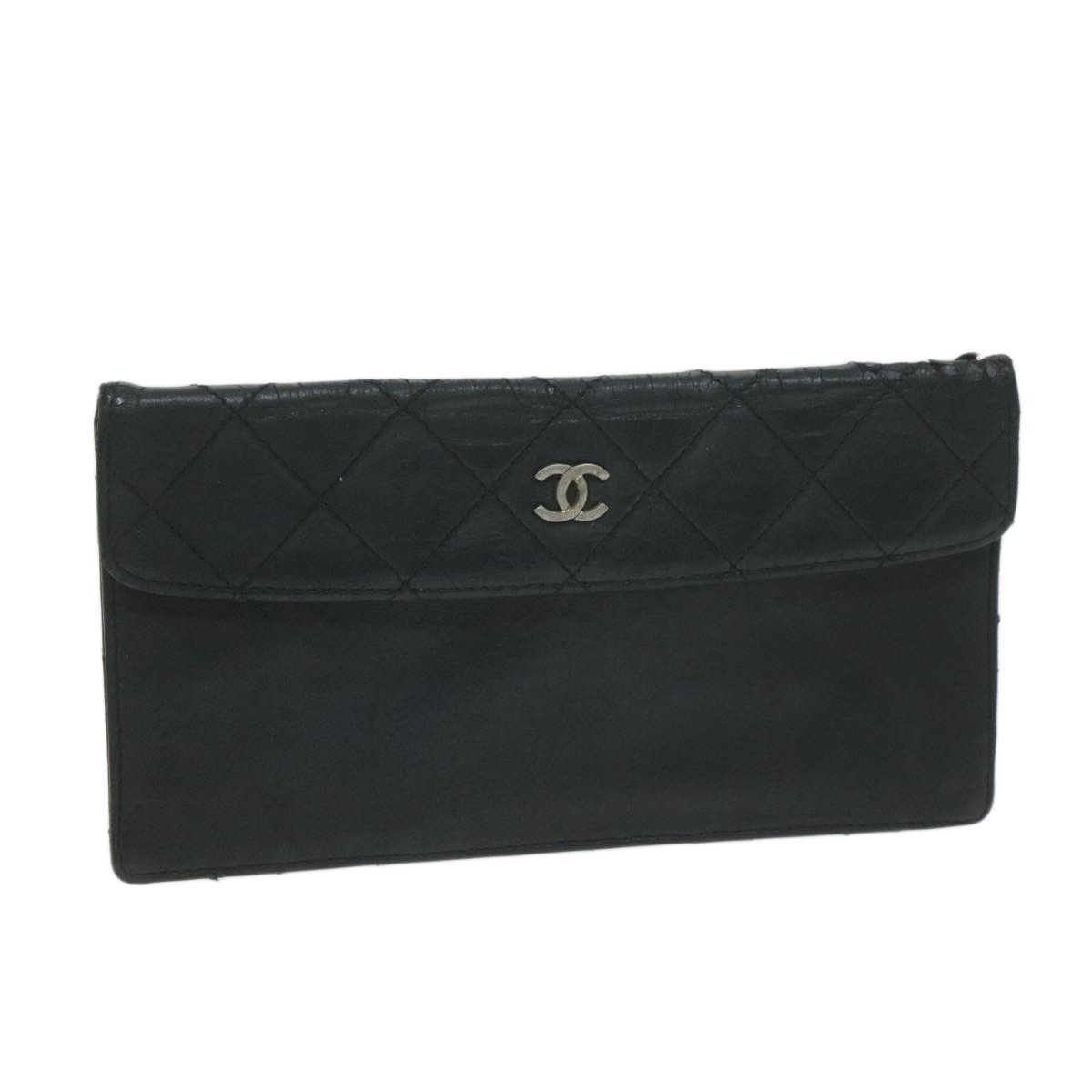 image of Chanel Pouch Lamb Skin Black Cc Auth Bs11758, Women's