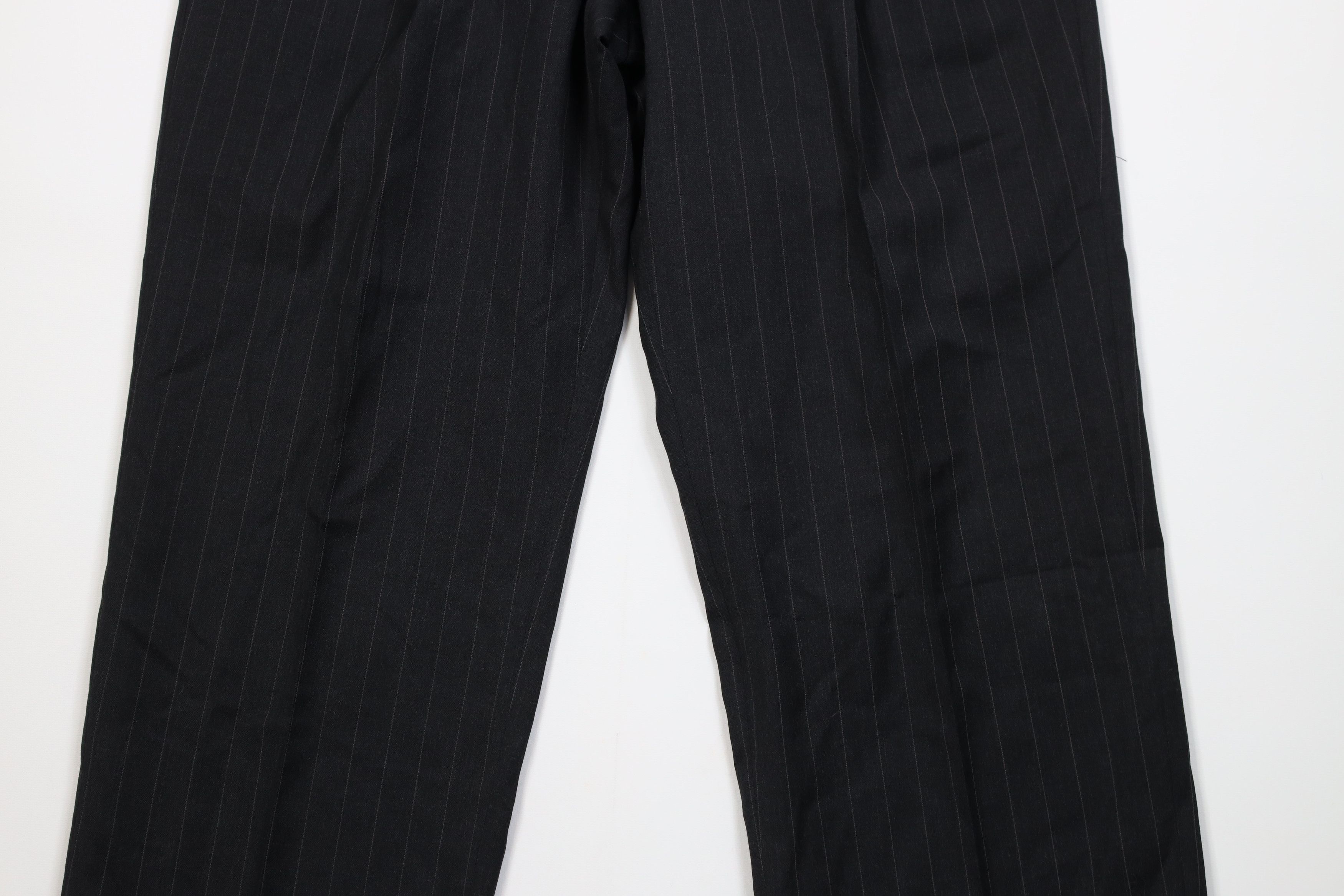 Vintage Vintage 90s Streetwear Pinstriped Wide Leg Chino Pants Black Size US 34 / EU 50 - 3 Thumbnail