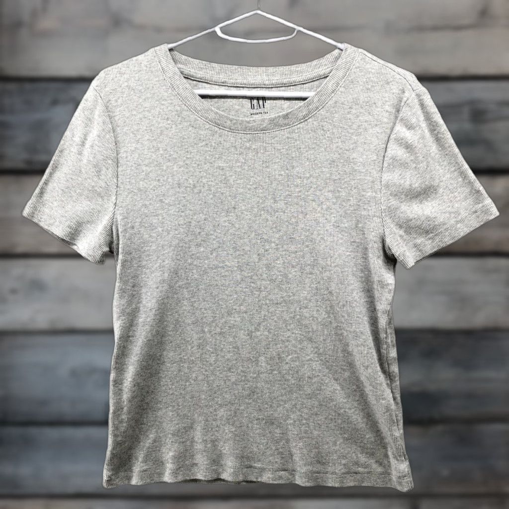 Gap Gap Modern Tee Womens M Short Sleeve Gray Crewneck Ribbed T Shirt Size M / US 6-8 / IT 42-44 - 1 Thumbnail