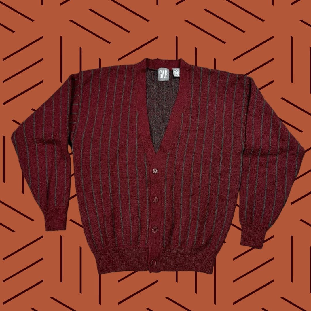 Gap VINTAGE Gap 90s Wool Button Front Striped Grandpa Cardigan Mens M Knit All Seasons Size US M / EU 48-50 / 2 - 1 Thumbnail
