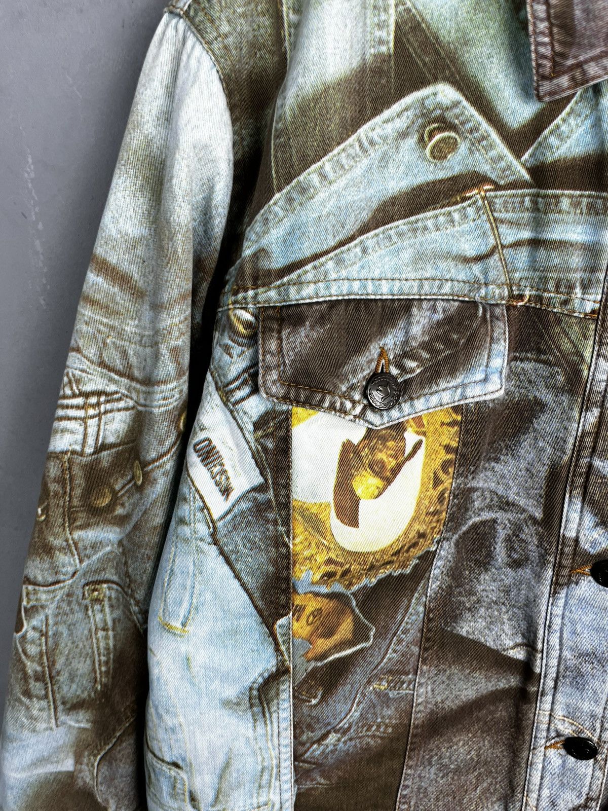 Moschino × Vintage 1990's Vintage Moschino Blue Denim Print Pattern Jacket Size L / US 10 / IT 46 - 10 Thumbnail